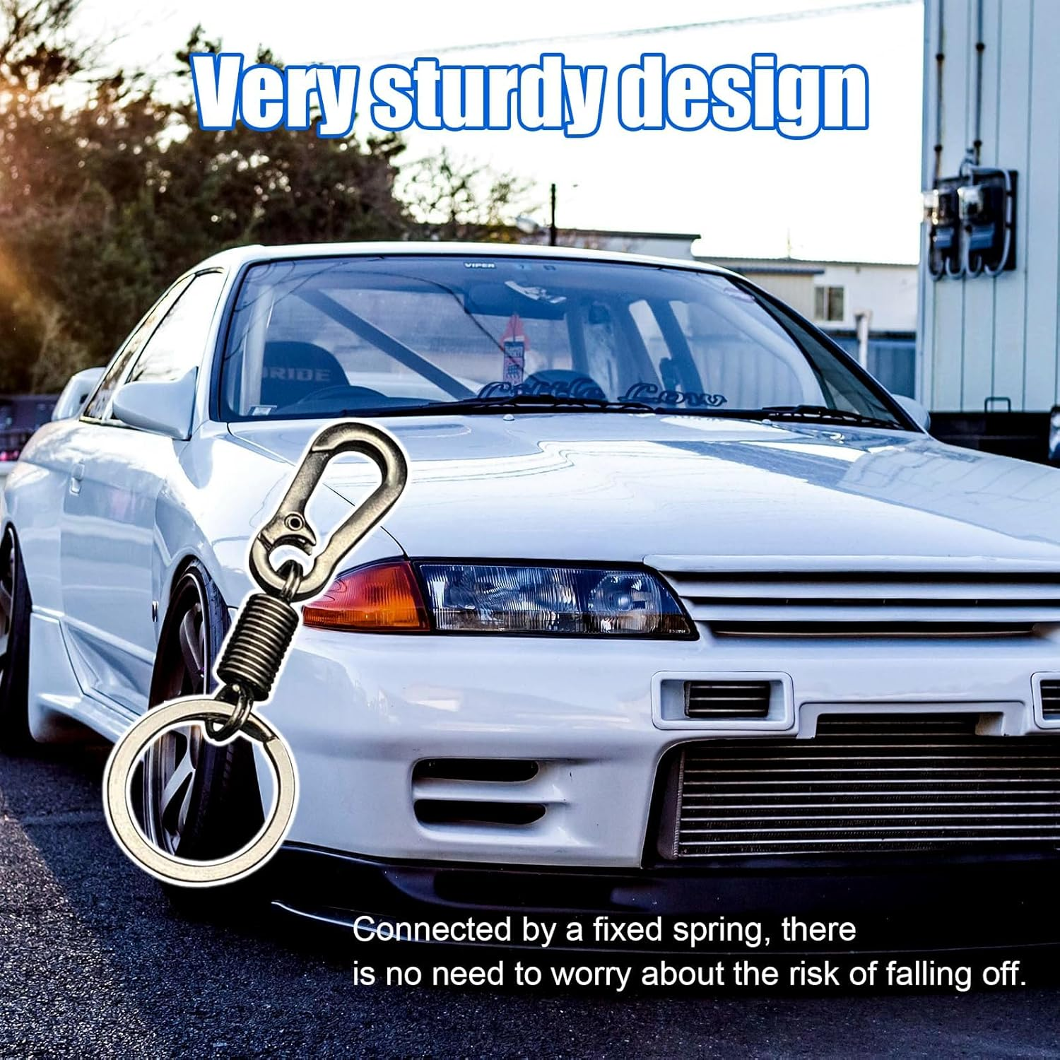 2PCS Retro Style Simple Strong Carabiner Keychain, Metal Car Key Ring with Clip Spring Fixed, Universal Auto Fob Key Keychain Holder, Vehicle Accessories for Men and Women