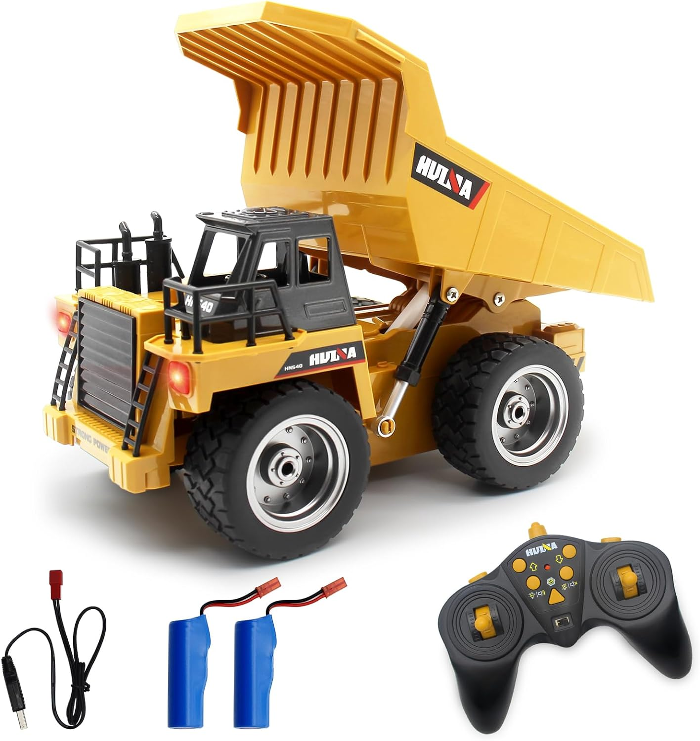 Fisca 6 Ch 2.4G Alloy Remote Control Dump Truck 4 Wheel Driver Mine Construction Vehicle Toy Machine Model with LED Light image number 2
