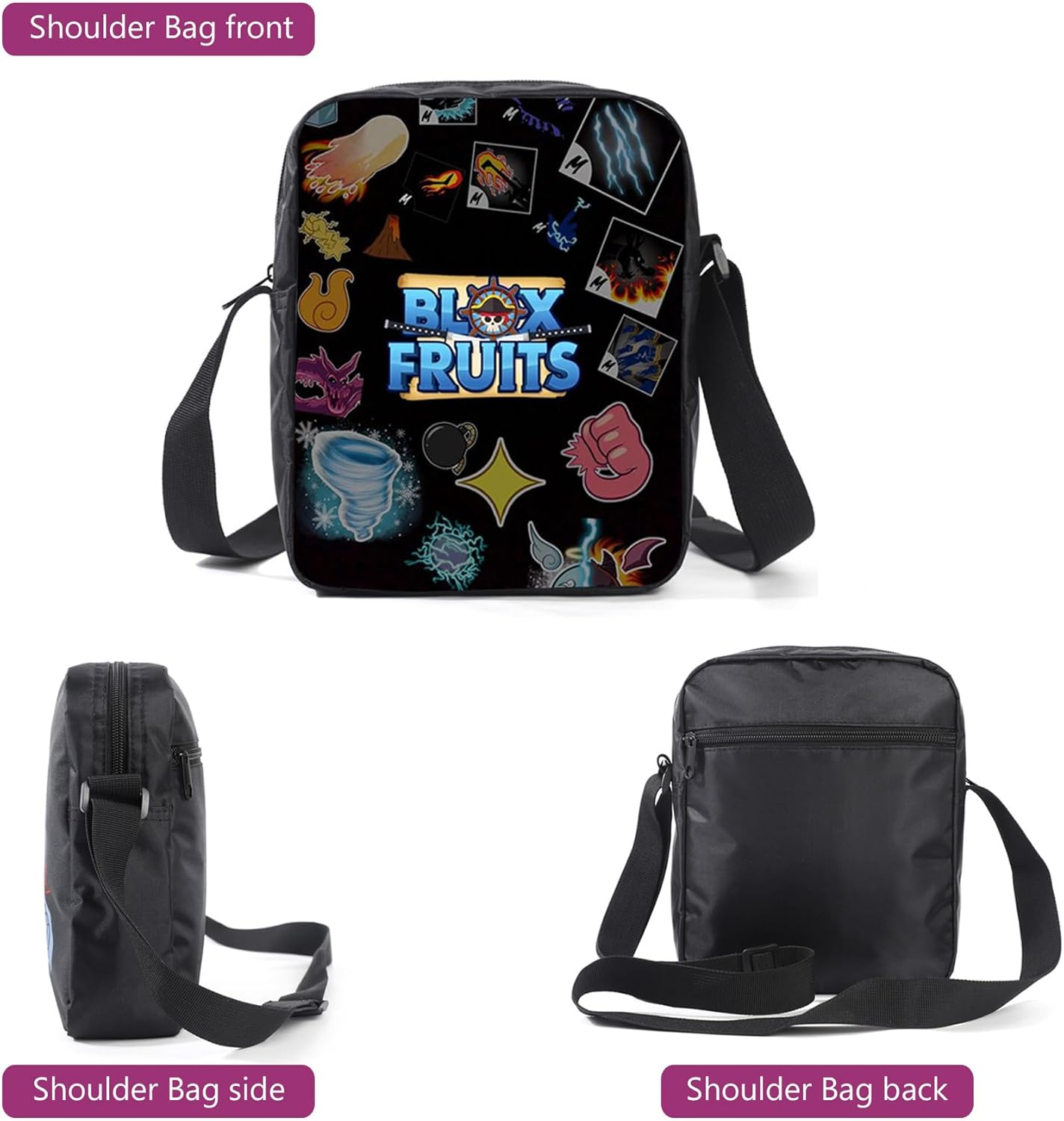 3Pcs Anime Game Backpack Set with Stickers,16In 3D Printed Cartoon School Bags for Elementary and Middle School Students and Game Fans Teens Birthday Gift. - B image number 7