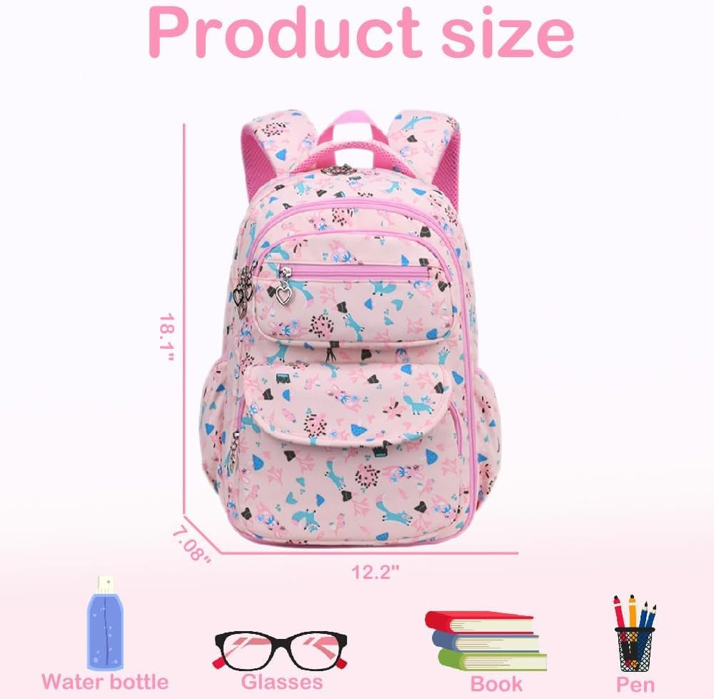 Cute School Backpack for Kids Girls Kawaii Bunnylightweight Waterproof Cute School Bookbag Elementary Schoolbag Ages 6-12,Refrigerator Style Door Opening image number 1