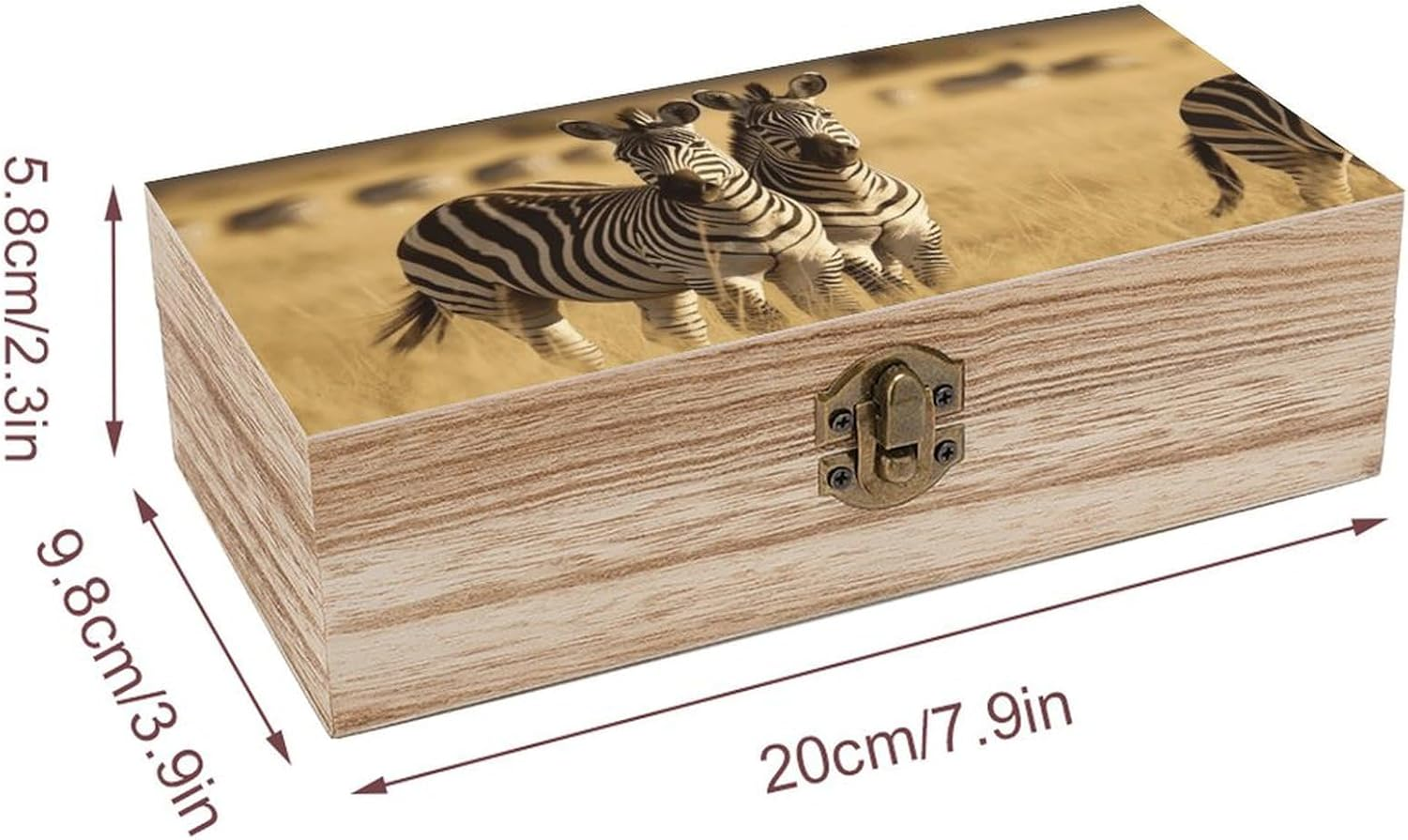 Grassland Zebra Wooden Box Wood Wedding Keepsake Boxes with Lids Small Decorative Boxes Lightweight Wooden Memory Storage Box for Crafts Keepsakes Jewelry Photo Letter Storage