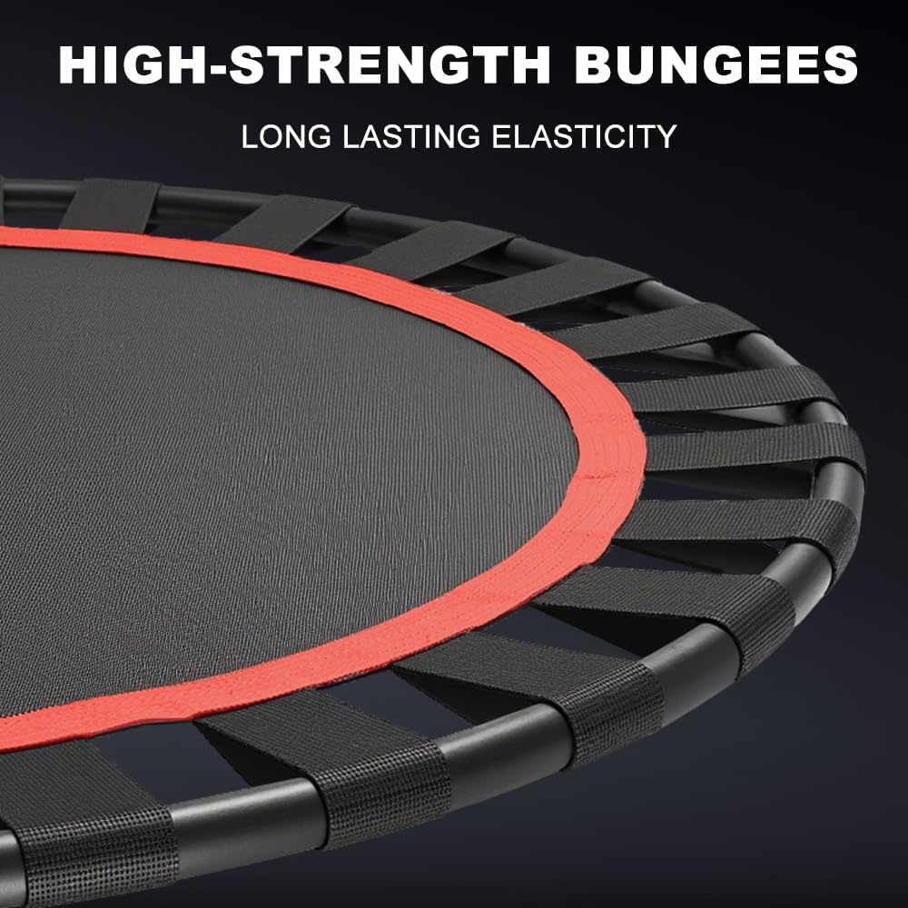 VOLKWELL 40Inch/50Inch Foldable Mini Trampoline, 150KG Heavy Duty Fitness Rebounder with Adjustable Handle & Non-Slip Mute Legs, Indoor/Outdoor Exercise Equipment for Adults image number 6