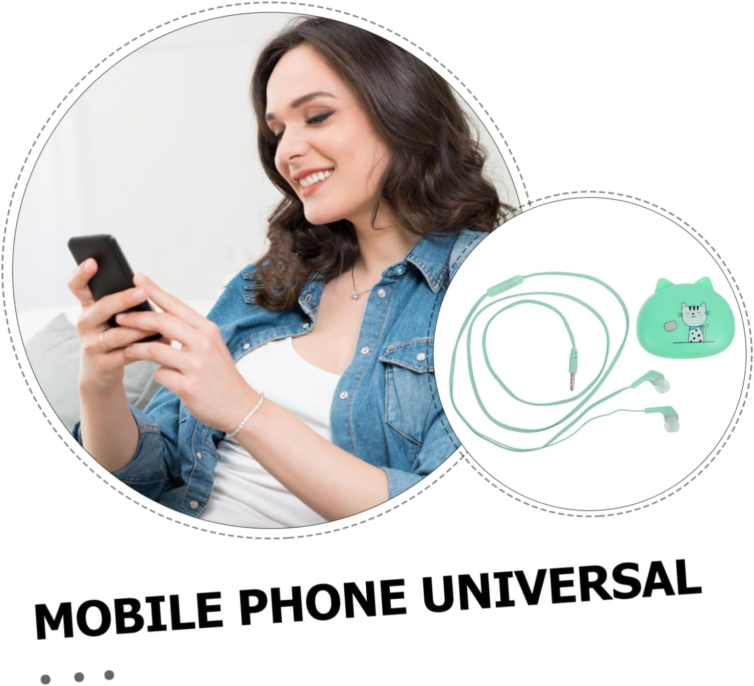 VERDANVERSE Wired In-Ear Earphones Microphone Universal Earbuds for Phones Green Wired Headphone Cable Suitable for Mobile Phone Call and Music image number 4