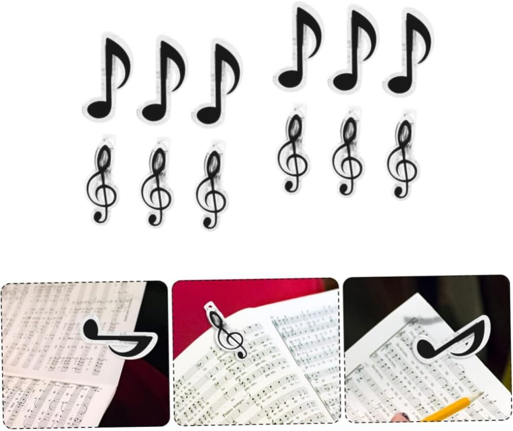 DACUAN 12 Pcs Sheet Music Book Clip Music Book Clamp Keyboard Books Clip Stationery Book Clip Alloy Black image number 3