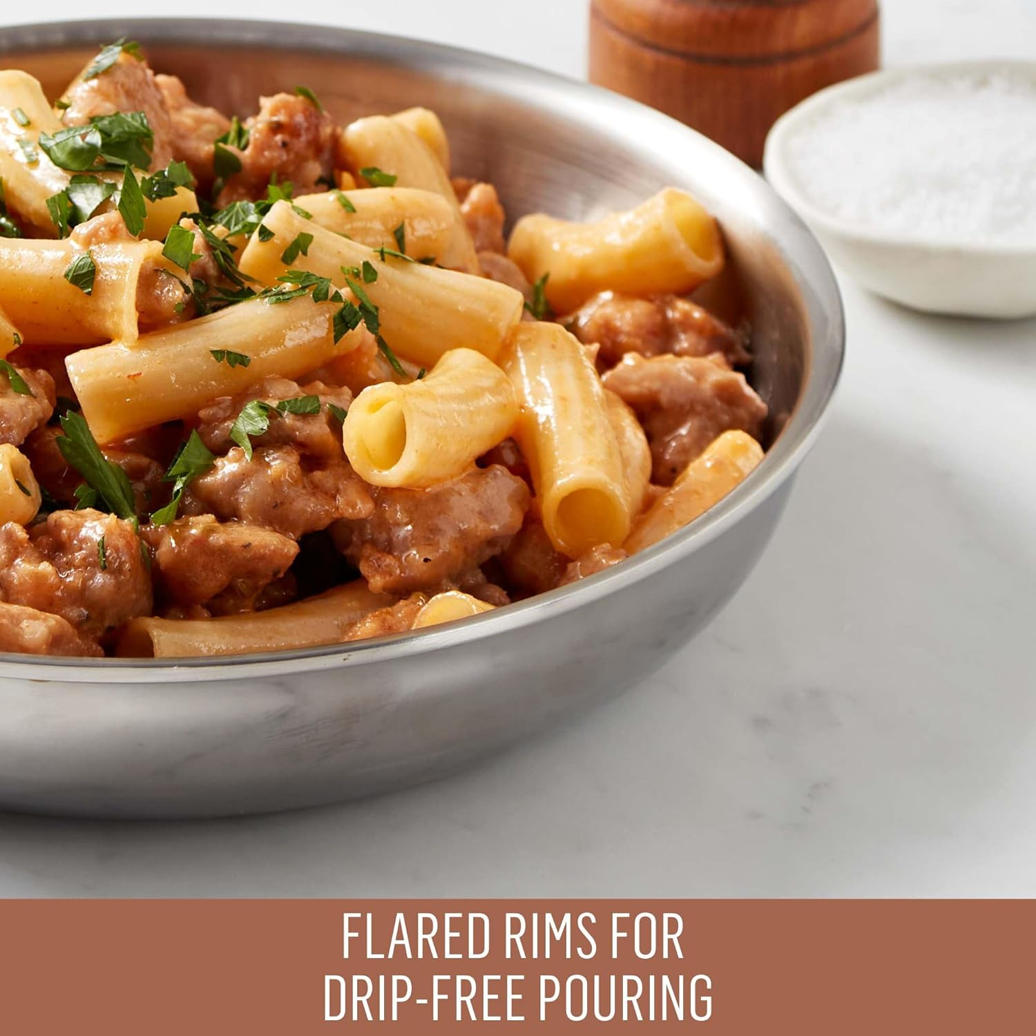 Essteele Eternita 2 Piece Clad Stainless Steel Induction Cookware Set - Sauteuse & Skillet - Dishwasher Safe, Oven Safe, Made in Italy, Premium Stainless Steel Cookware image number 5