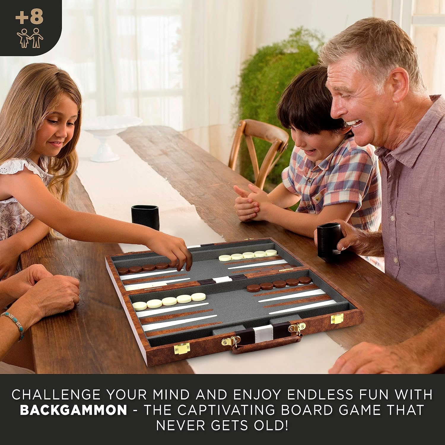 Backgammon Sets for Adults - Best Travel Backgammon Board Games for Adults - Travel Backgammon Set - Backgammon 15 Inch Board and 32 Backgammon Pieces in One Quality Backgammon Set image number 1