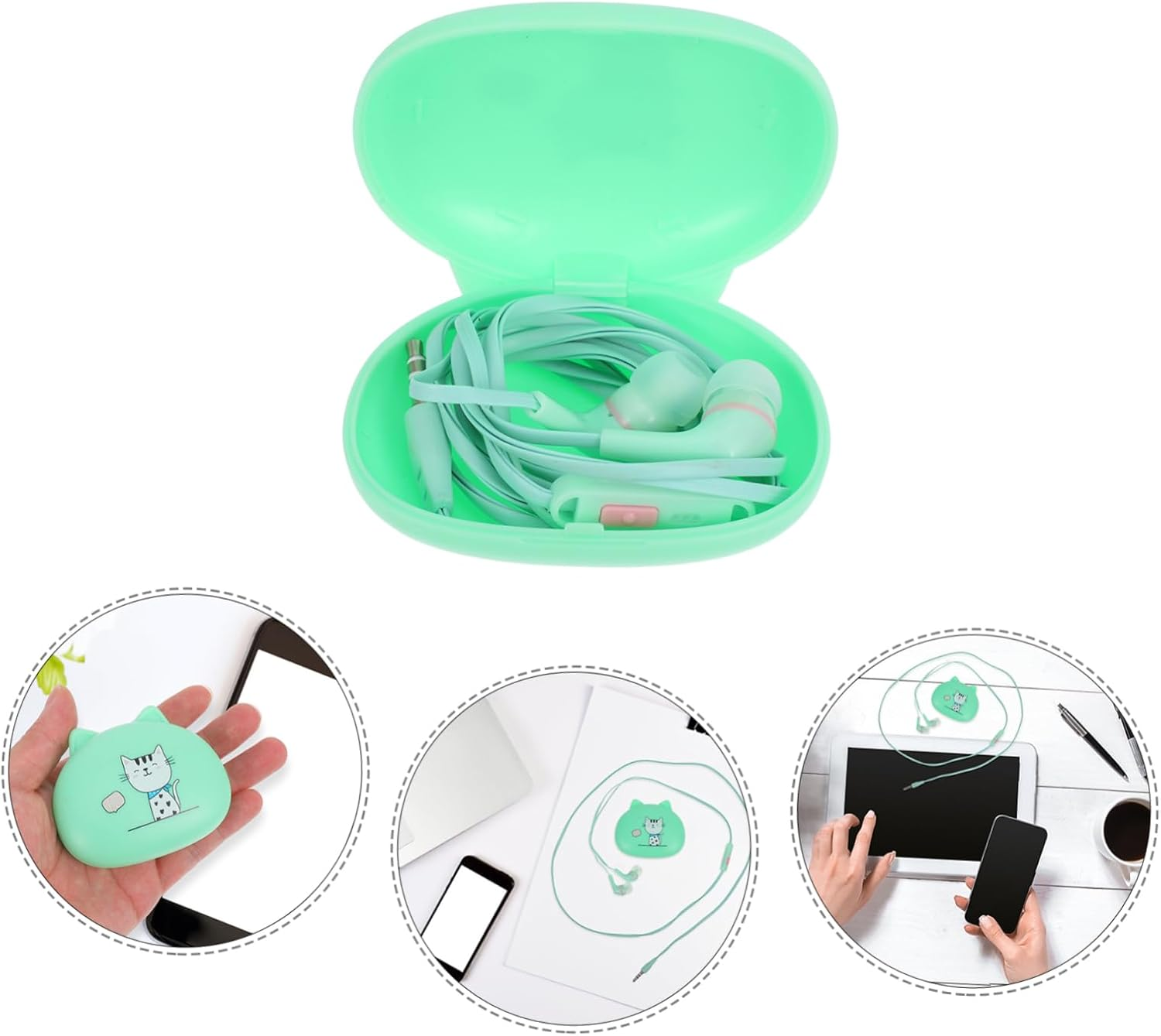 EXHUMKY Wired In-Ear Earphones Universal Corded Headset for Smartphones High Sound Quality Earbuds with Green Cable Suitable for Phone Accessories and Daily Use image number 5