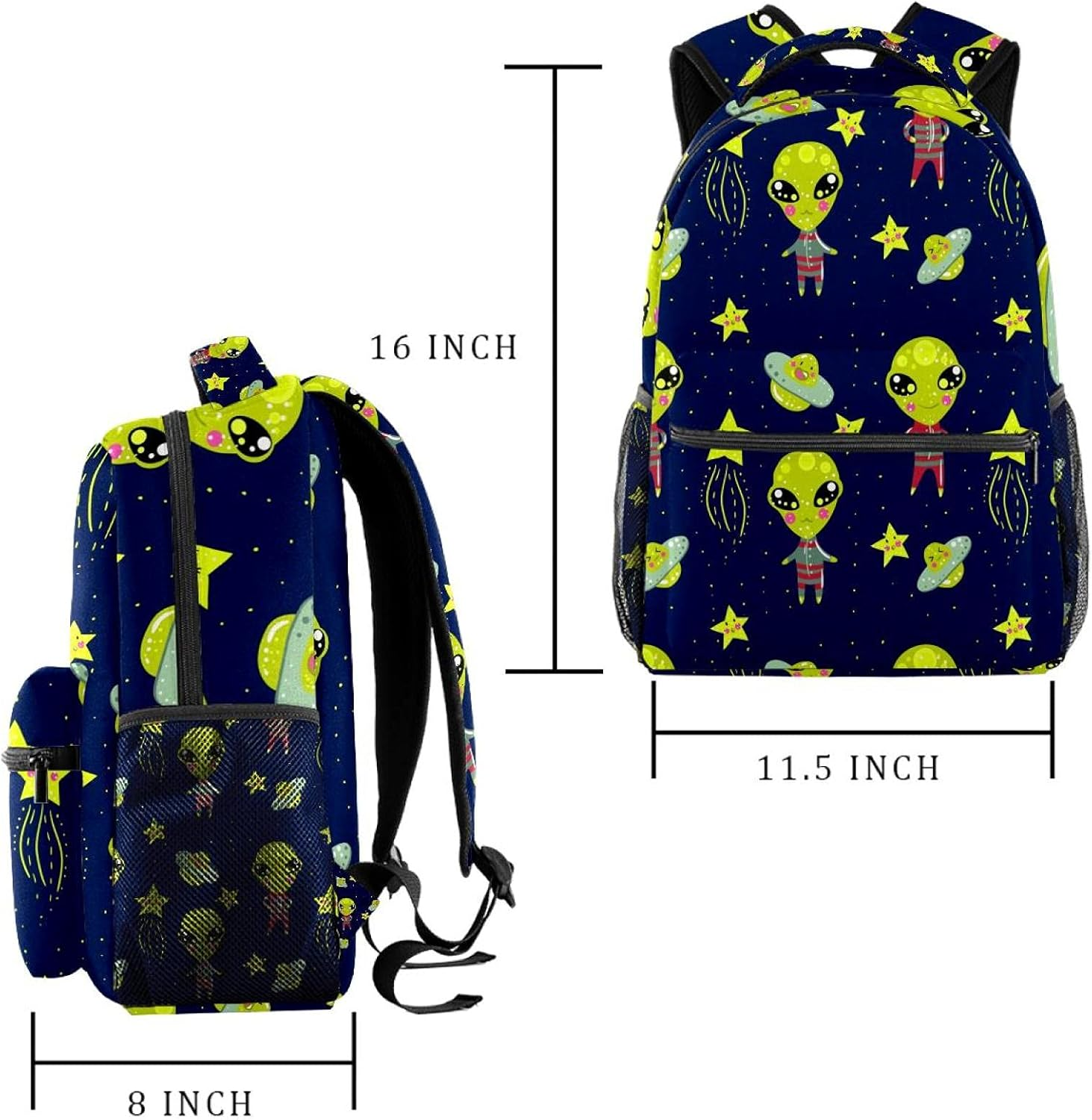 Alien Pattern Backpack Students Shoulder Bags Travel Bag College School Tote Backpacks image number 2