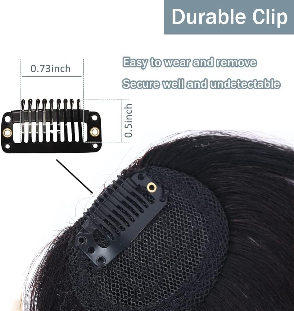 Clip in Bangs, 100% Human Hair Clip on Bangs &ndash; Wispy Fringe with Temples, Air Flat Neat Hairpieces, Daily Wear Hair Accessory for Women (Natural Black) image number 3