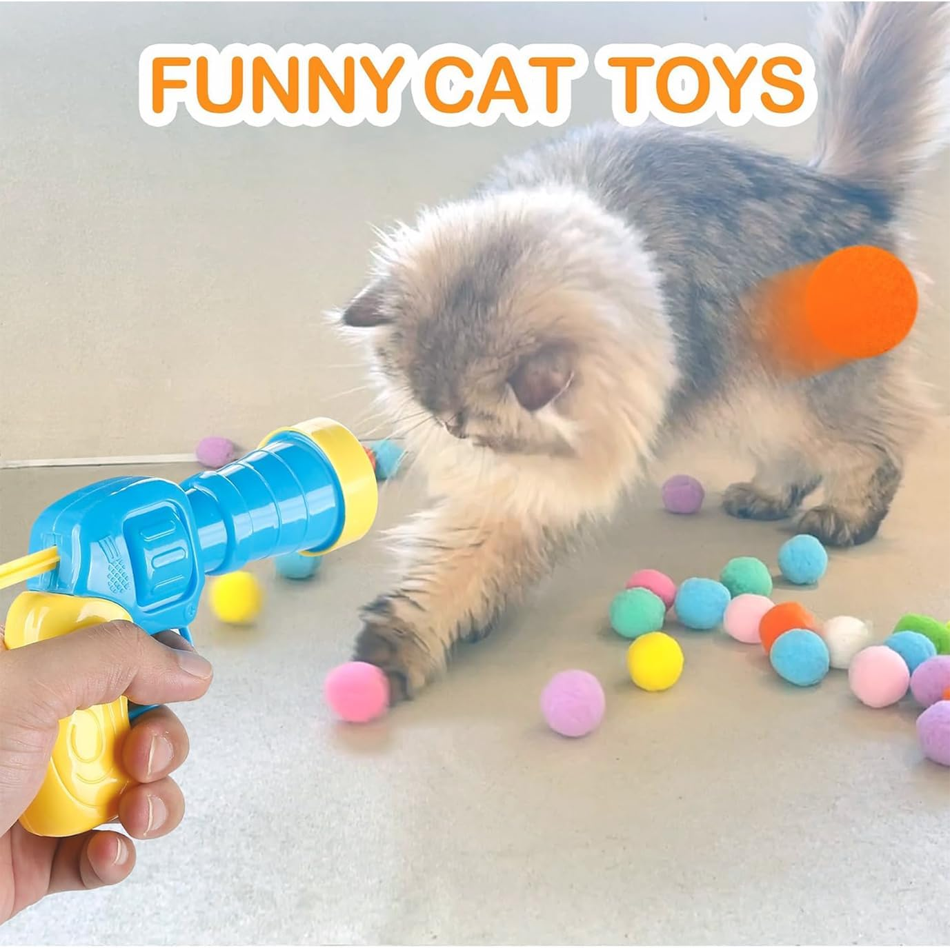 31Pcs Cat Ball Toy Launcher Gun, Cat Balls Fetch Toy, 30Pcs Plush Fuzzy Balls Launcher Cat Toy for Cats with 1 Gun, Funny Interactive Cat Toys for Bored Indoor Adult Cats, Cute Kitten Kitty Toys image number 6