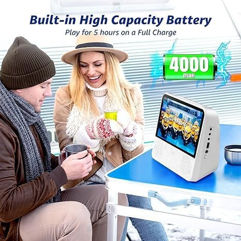 9.8'' Portable DVD Player for Car, 4000 Mah Rechargeable Outdoor CD Player with 7" Digital Screen, Support Sync Screen to TV, Support SD Card/Usb/Dvd/Cd/Bluetooth/Usb/Line/Timer/Repeat (White) image number 2