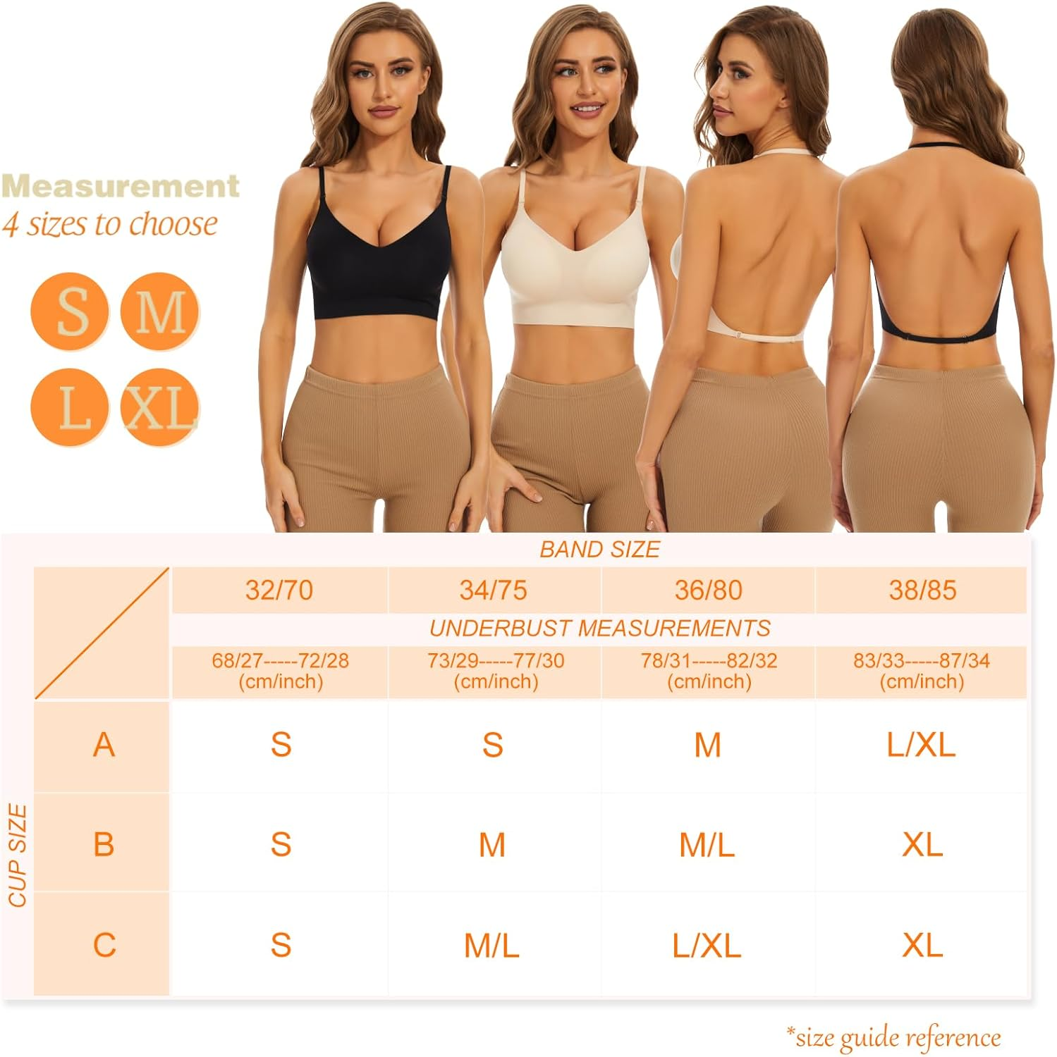 Low Back Bra for Women Wirefree Seamless Bra Backless Multiway Straps Convertible Halter Bra with Padded Removeable