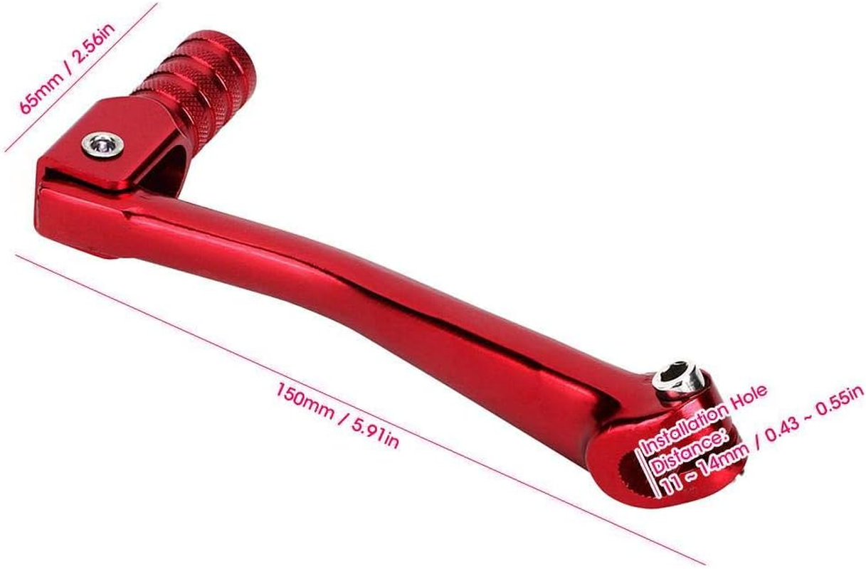 Motorcycle Gear Shift Pedal Lever, Universal CNC Aluminum Alloy Folding Heel Toe Gear Shifter Lever Arms Motorbike Modification Part 11-14Mm/ 0.43-0.55In(Red) image number 2