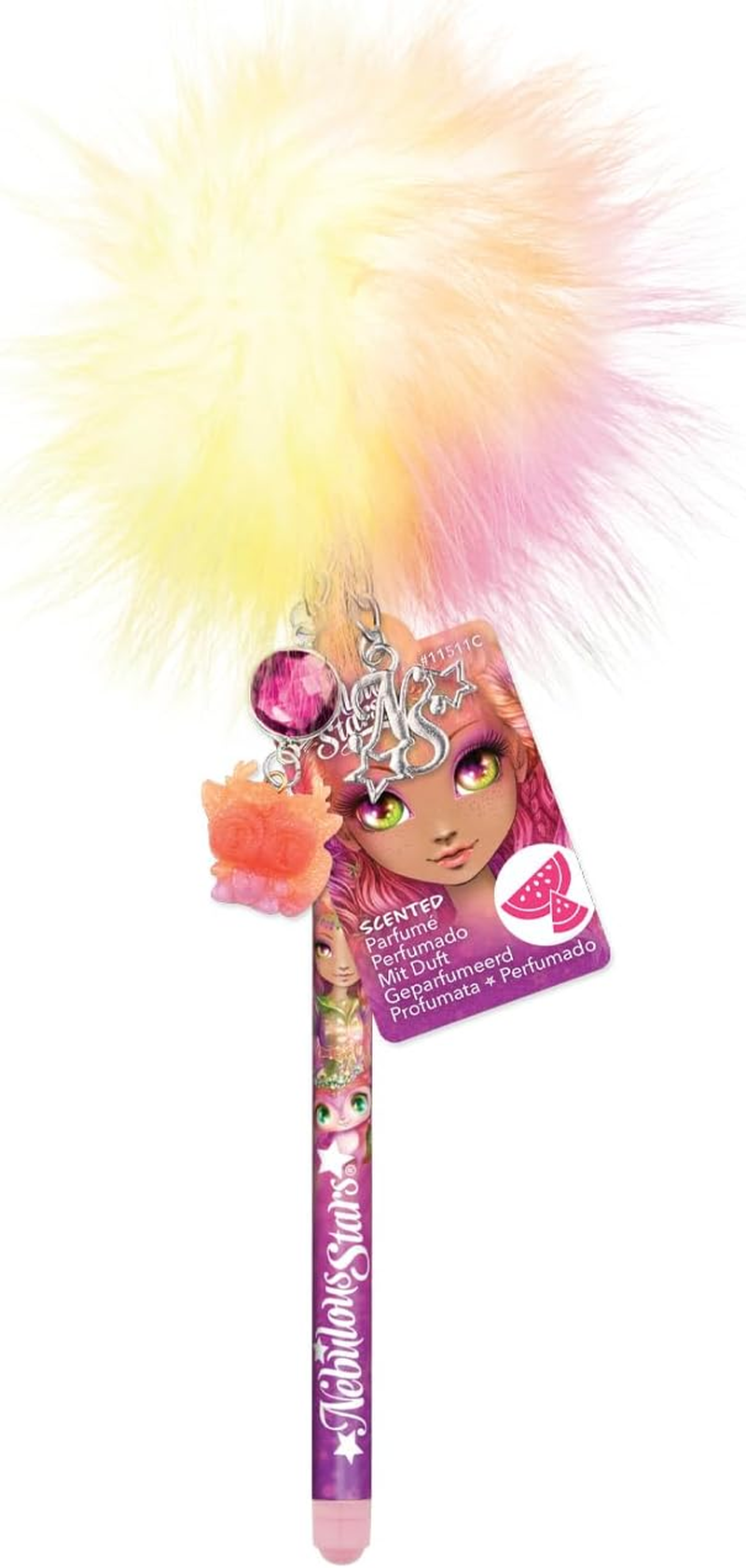 Nebulous Stars Scented Pom Pom Pen Set - Assorted Ballpoint Pens with Rainbow Pom Poms, Charms & Scented Ink, Fun, Colourful School Supplies for Kids image number 3