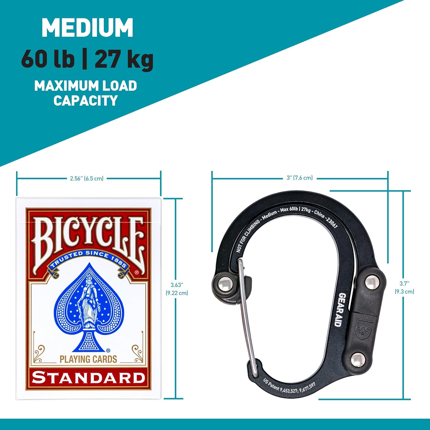 Gear AID HEROCLIP Carabiner Gear Clip and Hook (Medium) for Camping, Backpack, Suitcases and Garage Organization image number 4