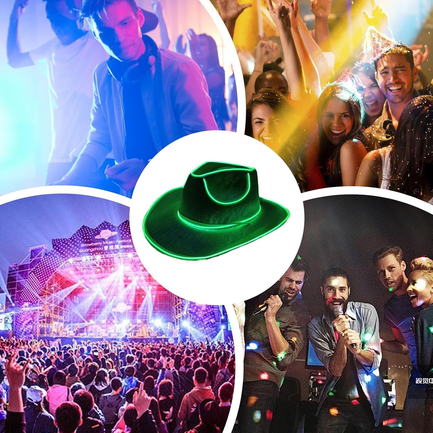 Cowboy Hat - Party Headwear Cowboy Hat,Led Hat, Party Cowboy Hats Battery Operated, Dress up Hat, Disco Western Costume Accessories - Blue image number 5