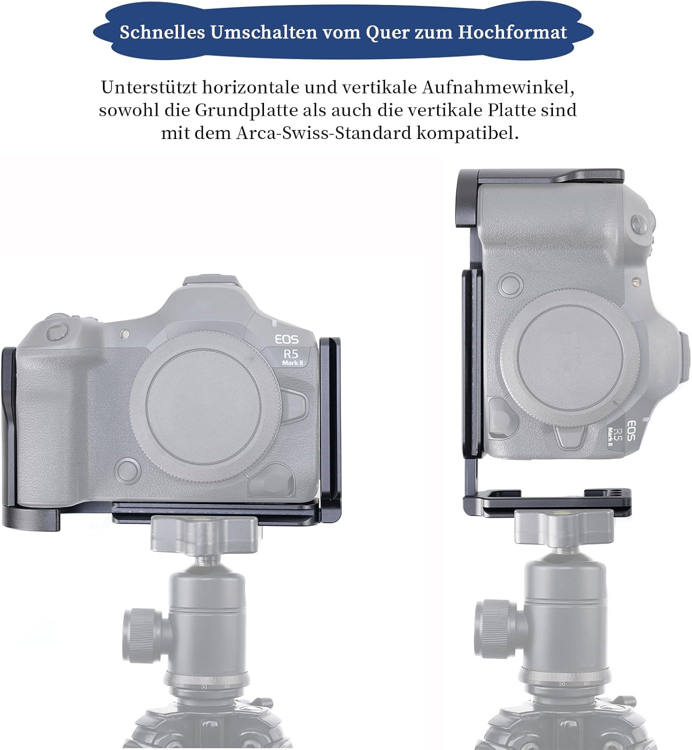 FOTGA R5II L-Bracket Handle, L-Shaped Handle with Vertical Quick Release Plate Mount for Canon EOS R5 Mark II Camera, Integrated Side Grip, Quick Release Plate Compatible with Arca Swiss