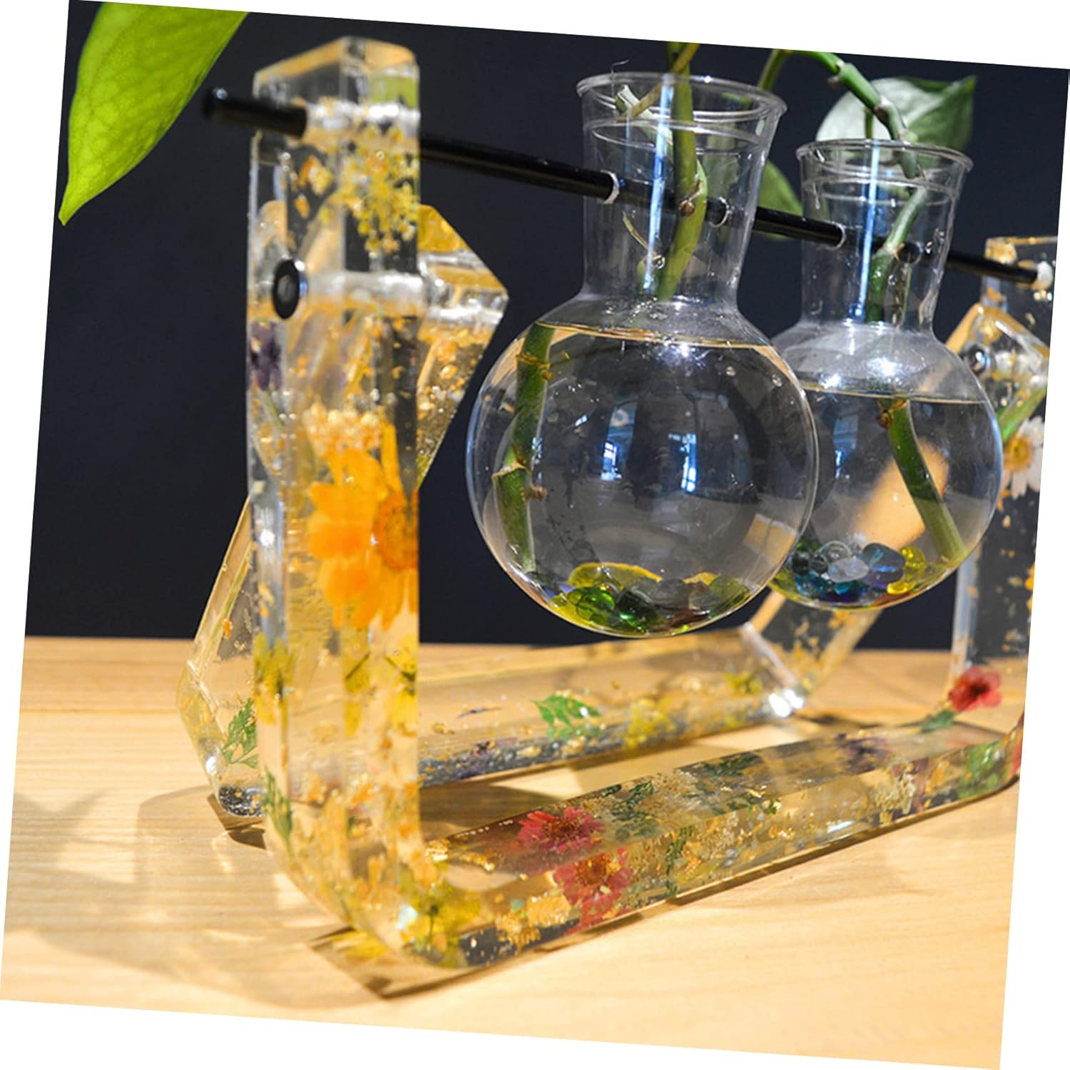 WOONEKY Creative Hydroponic Planter Kit Silicone Propagation Stand Mold Set with Gold Rod Small U-Shaped Rack for DIY Hydroponic Gardening and Resin Craft Supplies image number 4