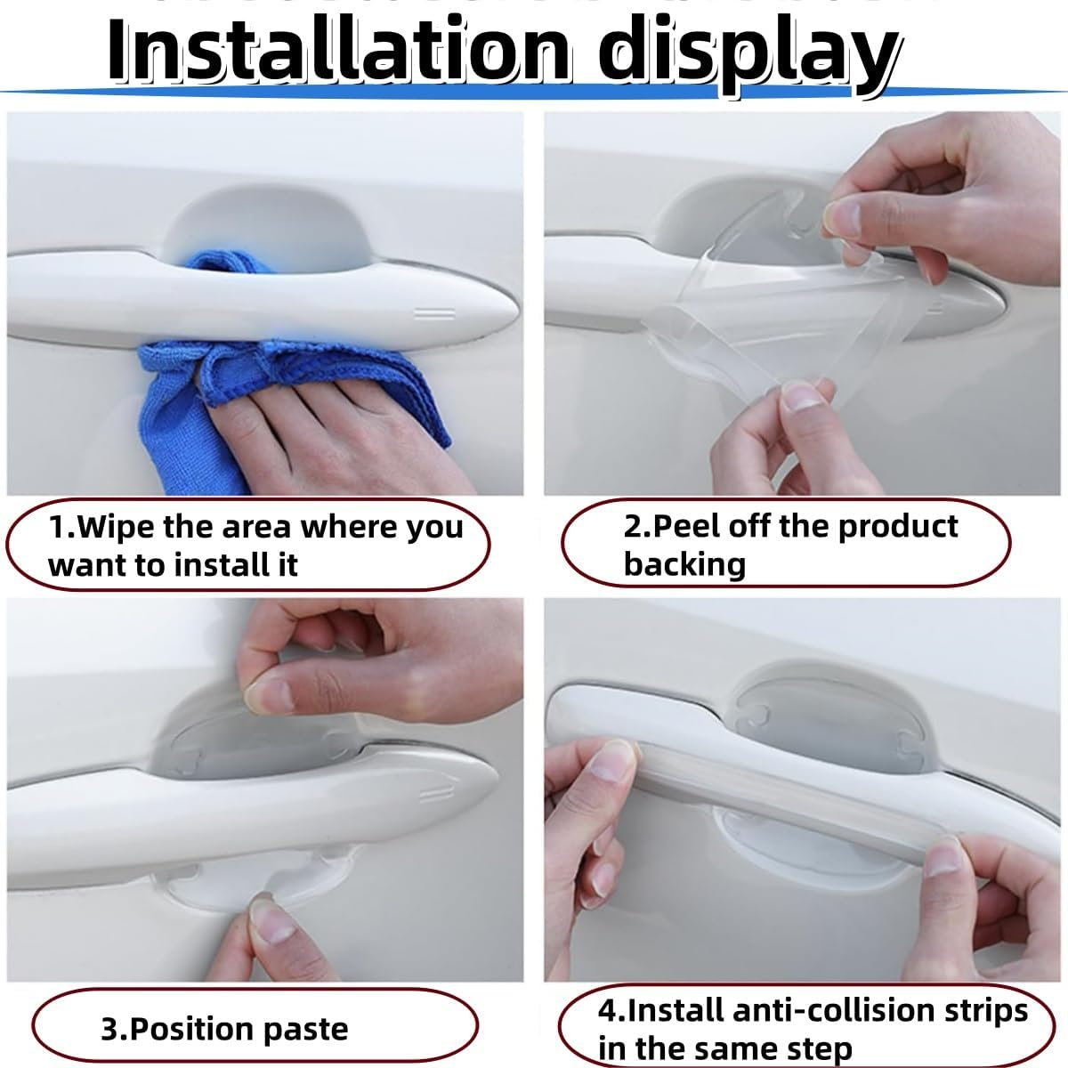 8 PCS Transparent Car Door Handle Protective Film,Ywbfove Transparent Waterproof PVC Cup Protector, Anti-Scratch Handle Protective Film, Suitable for Most Car Door Handles image number 1