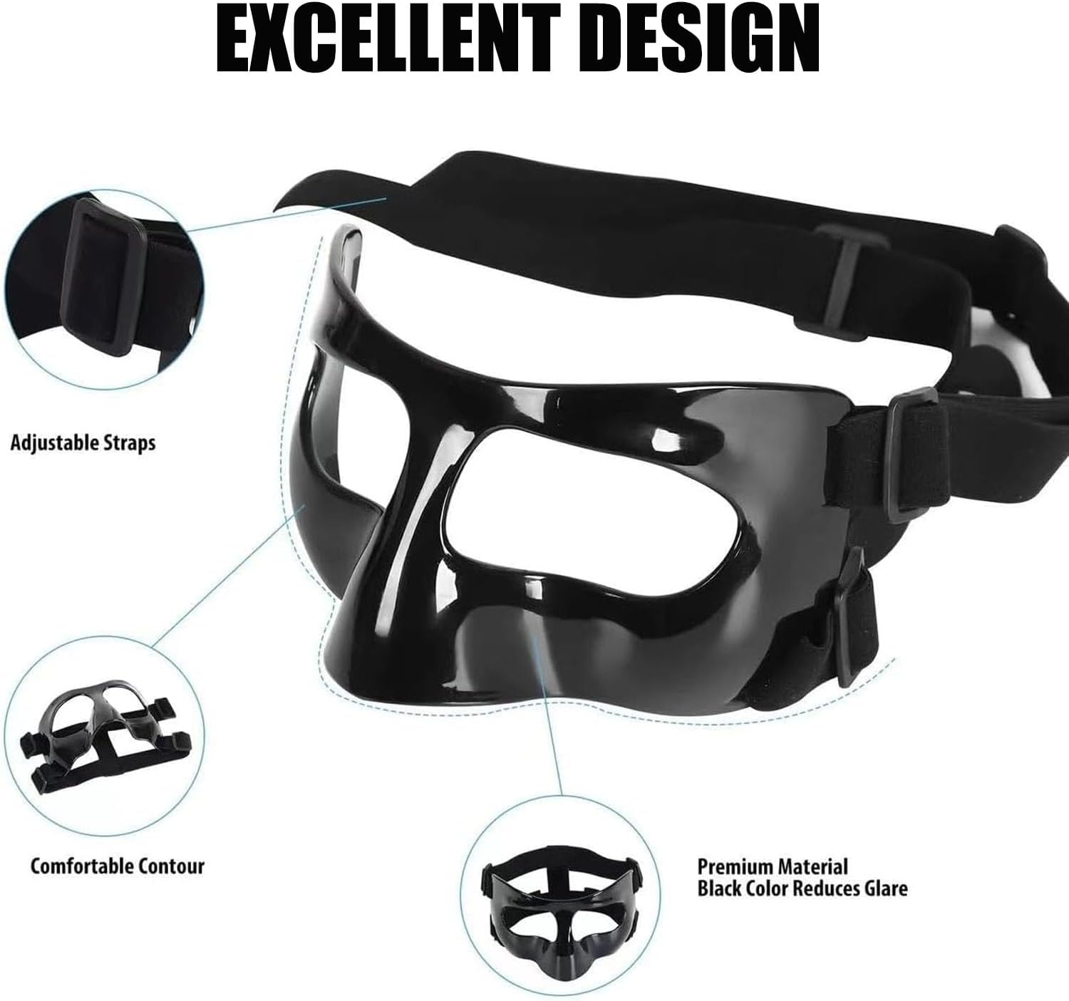 Mtxorvix Sports Face Guard, Nose Guard for Broken Nose, Face Shield Masks for Soccer and Basketball Sports, Protection from Impact Injuries to Nose and Face, Suitable for Men and Women