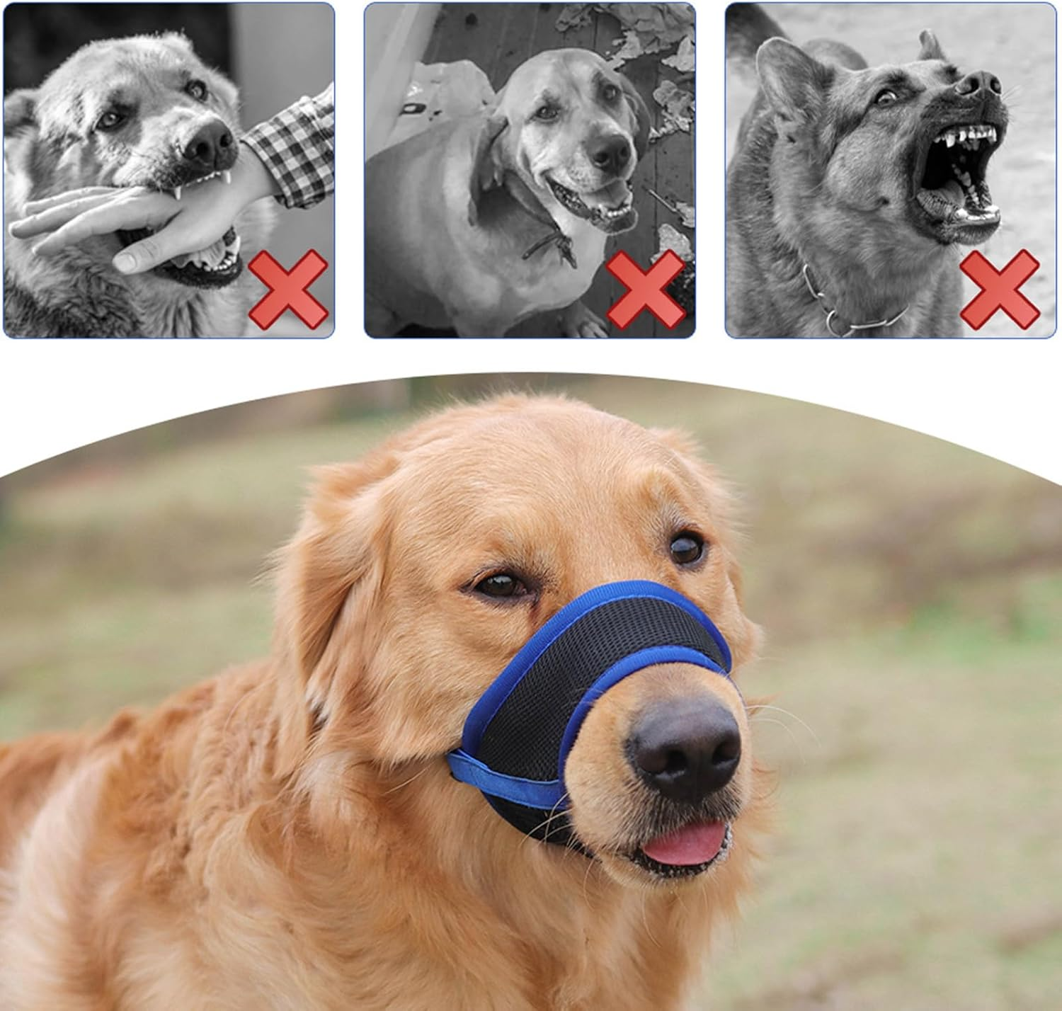 Pack of 2 Muzzles for Dogs, Breathable Muzzle for Dogs, Adjustable Loop, Muzzle for Small, Medium Dogs, Dogs Can Panty and Drink, Prevents Biting, Barking and Chewing, M image number 6
