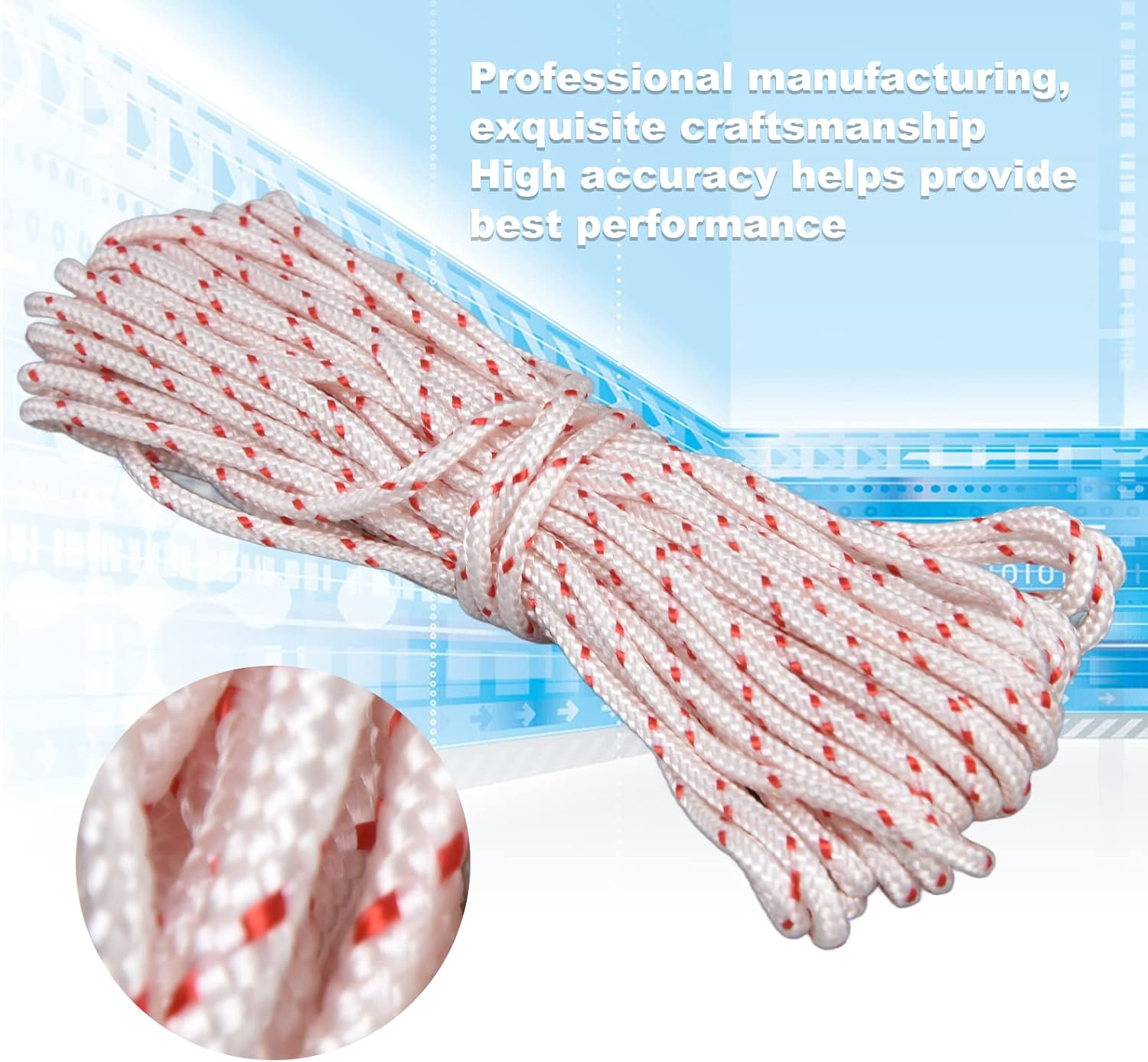 Lawn Mower Nylon Rope, Chain Saw Pull Cord Recoil Starter String Rope Replacement Edger Brush Cutter Engine Parts Cord Recoil for String Trimmer Edger Craftsmans 10 Meter(4.5Mm) image number 3