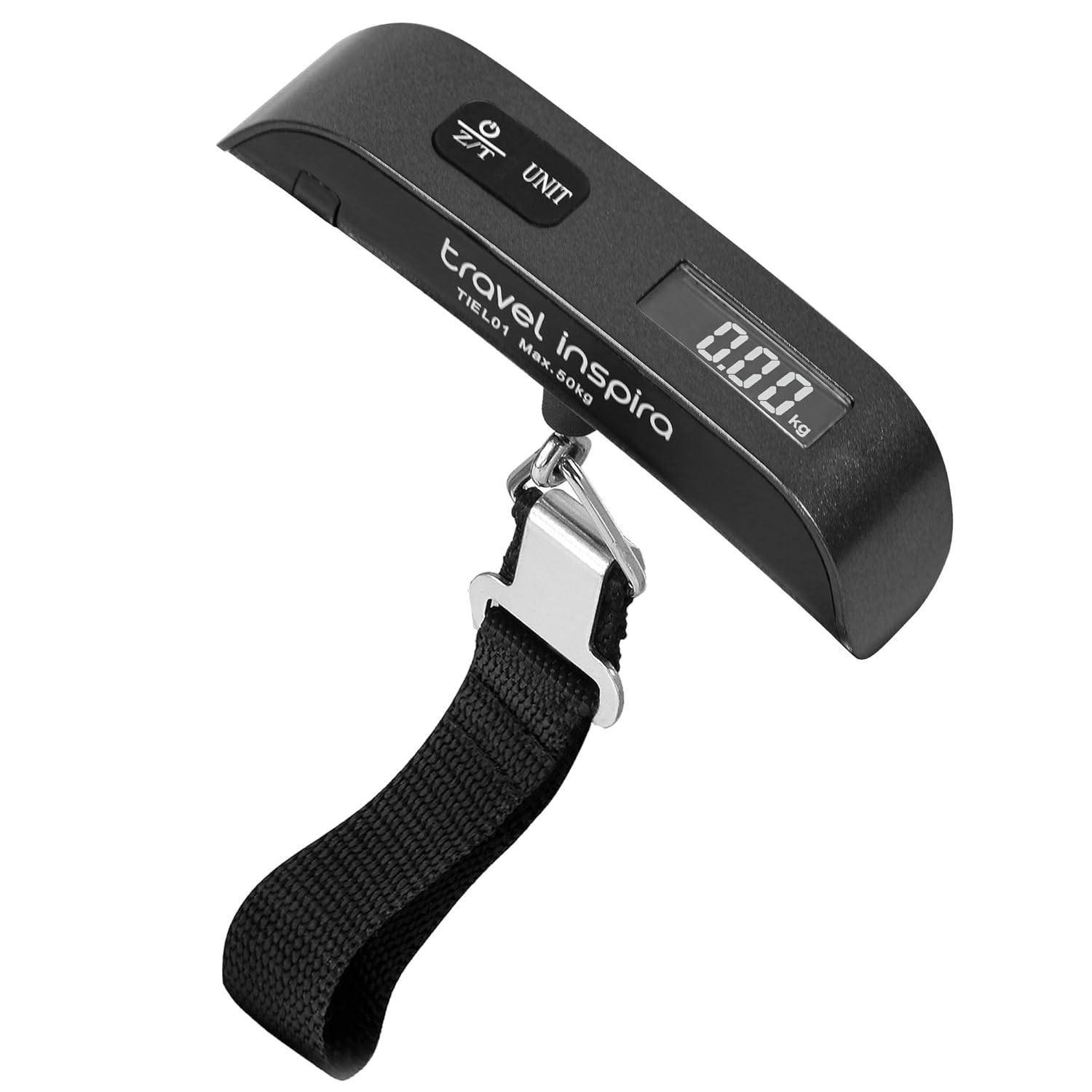 Travel Inspira Luggage Scale, Portable Digital Hanging Baggage Scale for Travel, Suitcase Weight Scale with Rubber Paint, 110 Pounds, Battery Included - Black (Black) image number 4