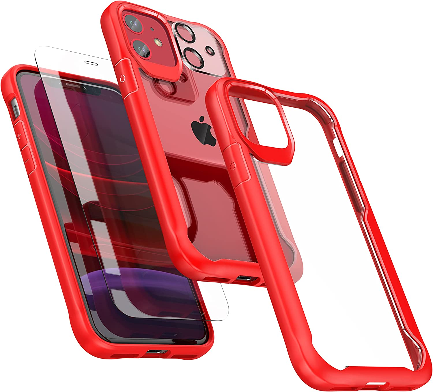 Oretech Designed for Iphone 11 Case with 2 X Screen Protector Tempered Glass&1 Camera Lens Protector Shockproof Protective for Iphone 11 Transparent Case Cover, Clear