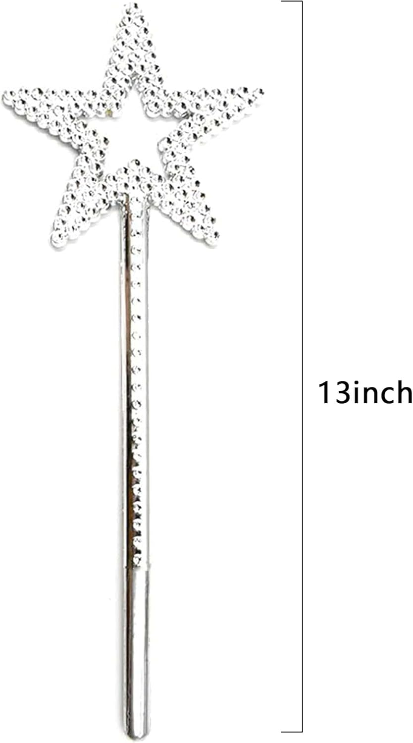 UOUYOO Silver 13 Inches Star Wand Princess Fairy Plating Silver Star Wands for Halloween image number 1
