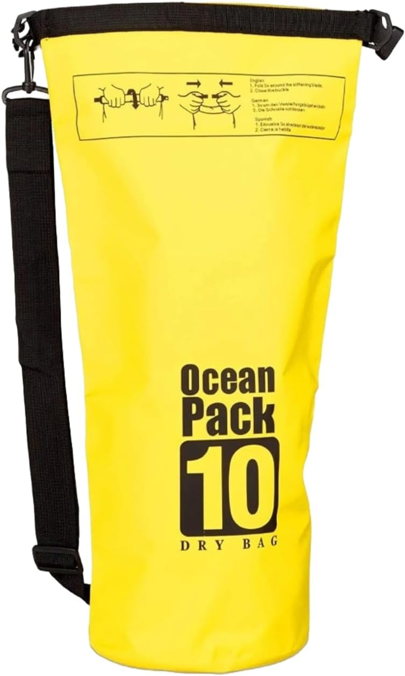 EZONEDEAL 10L Outdoor Swimming Waterproof Bag Camping Rafting Storage Dry Bag for Kayaking/Swimming/Hiking/Fishing/Beach with Adjustable Strap Hook, Moisture-Proof Storage Quarantine Bag (Yellow, 10L) image number 3