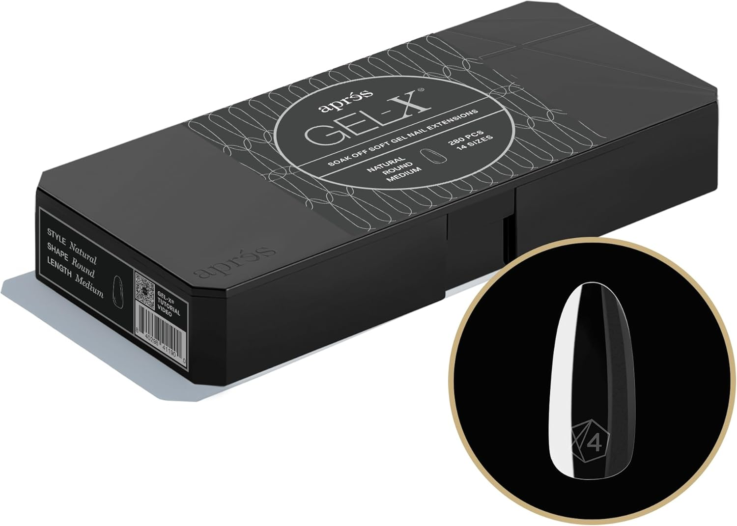 APR&Eacute;S round Nail Tips Box Apres Gel-X, 280 Counts, 14 Sizes, 00-9, Half Sizes Included (Natural Medium, 280.00 Fl Oz (Pack of 1)) image number 4