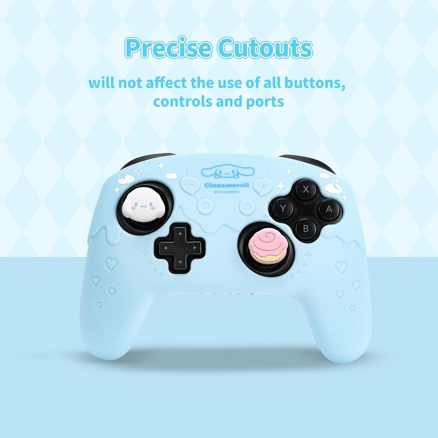 Skin for Switch Pro Controller, Soft Silicone Cover Case, Anti-Slip Grip Protector with 2 Thumb Grip Caps and 2 Stickers (Deg-Blue) image number 3