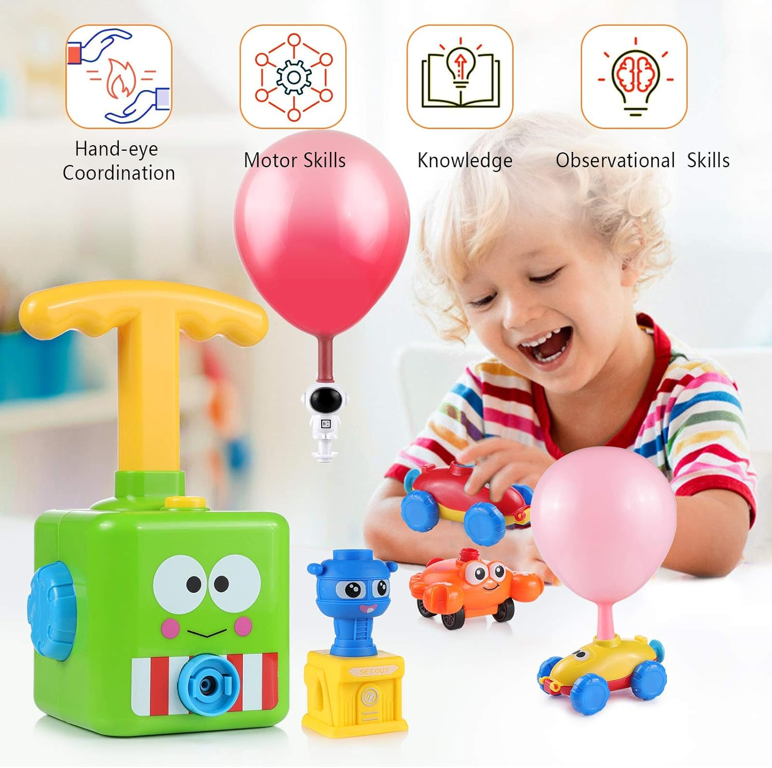 Balloon Powered Launch Car, 19-In-1 Balloon Car Toy, Space Themed, Kid'S Gift (Green) image number 6