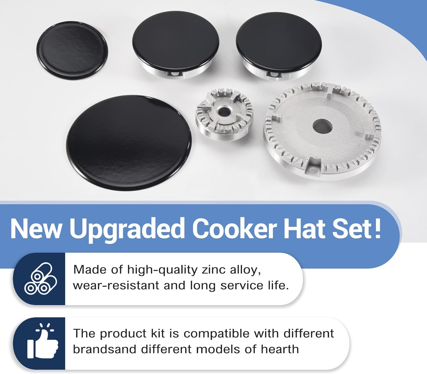 JUMXSRLE Gas Stove Burner Caps, Burner Head Replacement Kit, Heat Resistant Stove Gap Cover, Cooker Hat Set Easy to Clean, Gas Burner Flame Cap for SABAF Gas Stove Burners - 8PCS image number 2