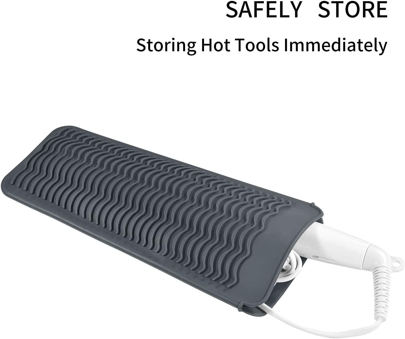 EIOKIT Silicone Heat Resistant Mat for Hair Iron, 11 X 5 Inch, Grey, 1 Pack