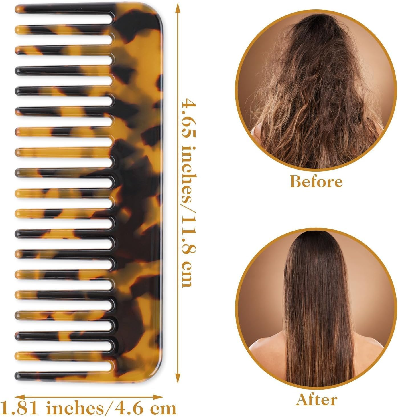 Wide Tooth Detangling Comb, Acetate Hair Tools &ndash; Large Size for Thick/Curly/Wavy Hair, Wet/Dry Use, Leopard Print Pocket Design, Gentle Detangler（2-Pack） image number 1