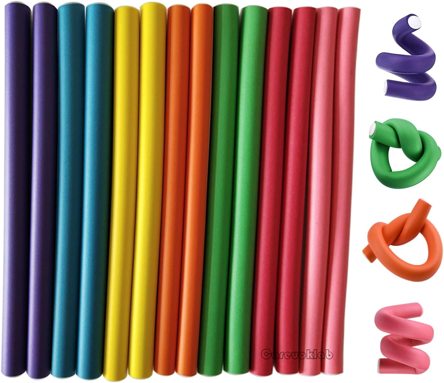 Careuoklab 30 Pack Flexible Curling Rods, 1.4 X 24Cm Hair Rollers Twist-Flex Curlers with Soft Foam, Random 3 Colors DIY Hair Styling Tools for Women Girls image number 4
