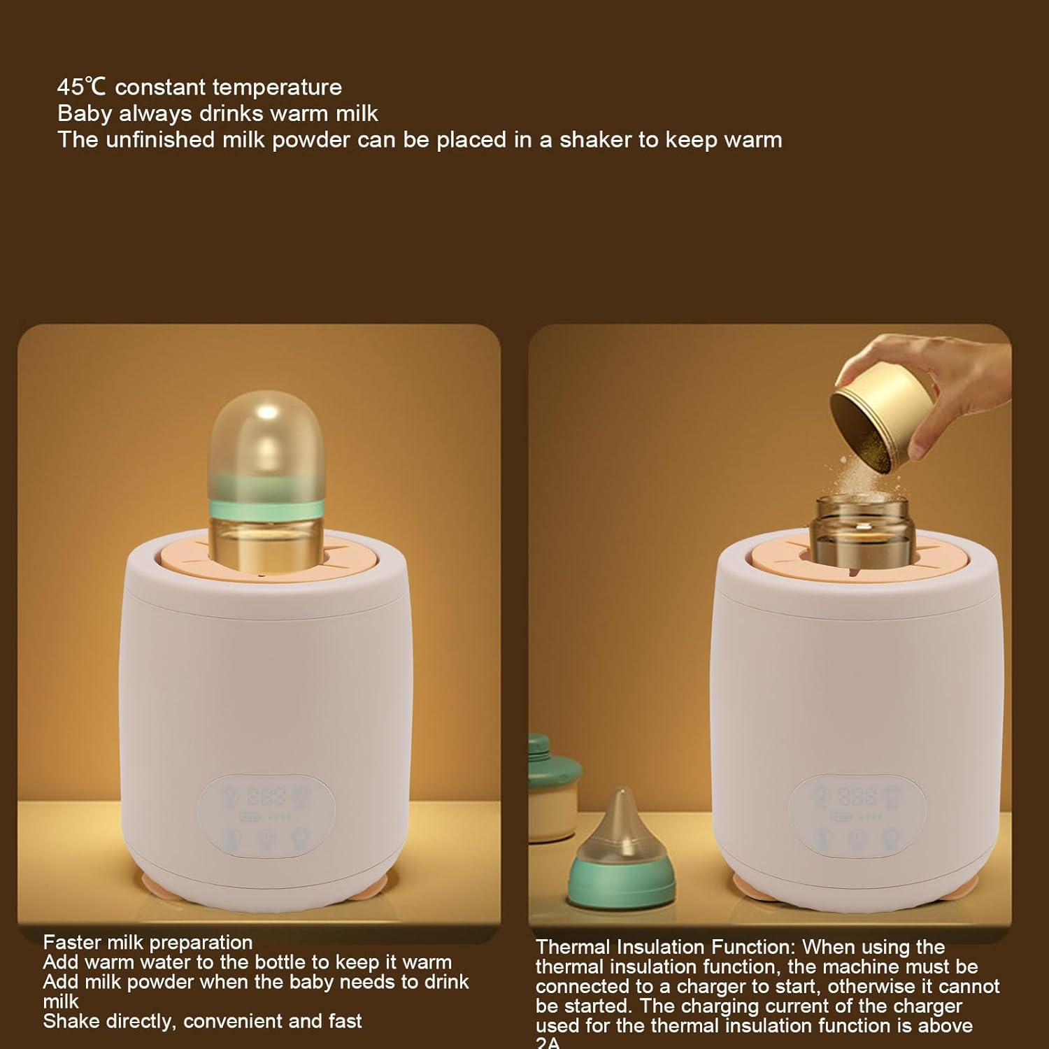 Baby Milk Bottle Shaker,Automatic Mixing Bottle Warmer,3 Mixing Modes Baby Milk Bottle Warmer,For Bottles with 50 75Mm Diameter