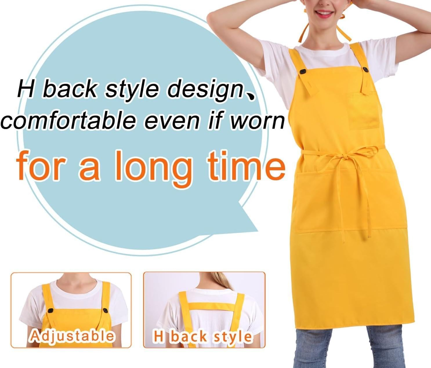 1 PCS H Style Apron with Pocket for Women, Men Large Size Comfortable, Kitchen, Home, Cooking image number 6