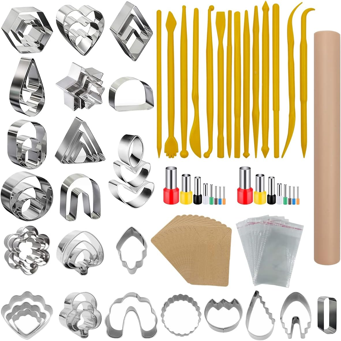 100 Pcs Polymer Clay Cutters Set, AIFUDA 49 Shapes Clay Earring Cutters with 51 Earrings Accessories for Polymer Clay Earrings Jewelry Making