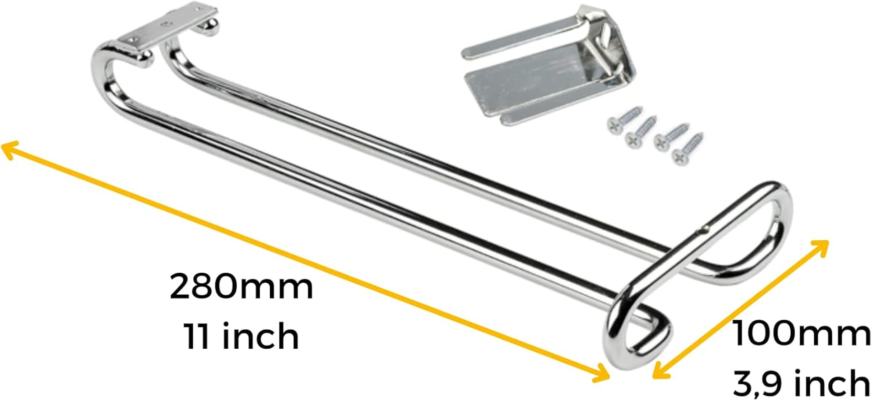 Emuca - Glass Holder for Hanging, Glass Rail for Bar Furniture or Shelf, Chrome-Plated Steel, Length 28 Cm image number 5