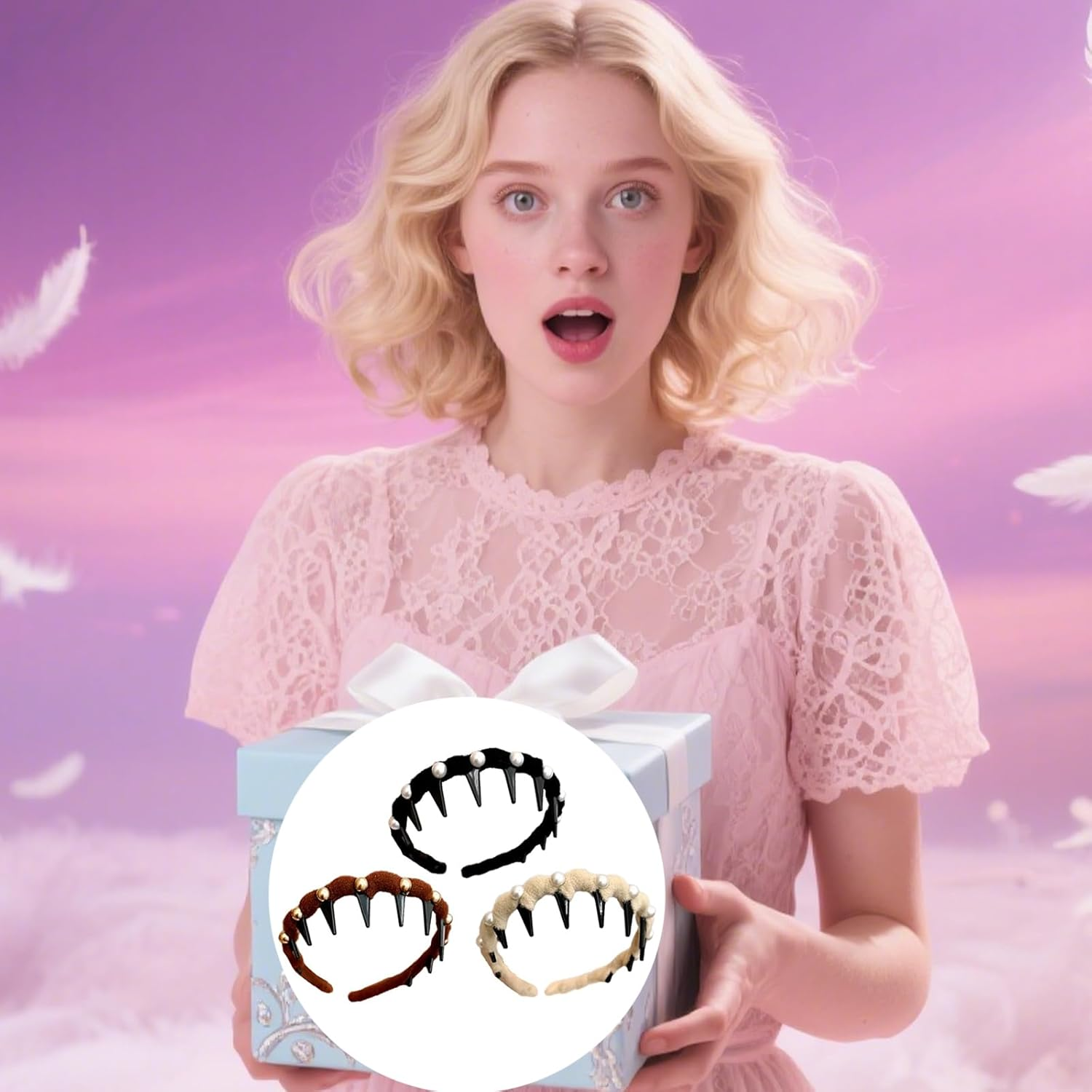 Pack of 3 Vintage High Cranium Artificial Pearl Hairband, Women'S Headbands, Pearl Headband, Elegant Hair Band for Weddings, Parties and Daily Use, Comfortable and Stylish Design image number 5