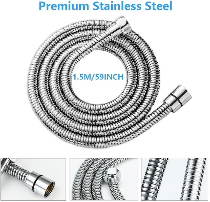 Vekol Shower Hose 1.5M/59Inch Stainless Steel Shower Head Hose Replacement Handheld Shower Head with Brass Fittings, Flexible Hose Extension, Universal Shower Hose Replacement (1.5 Meter) (1.5 Meter) image number 5