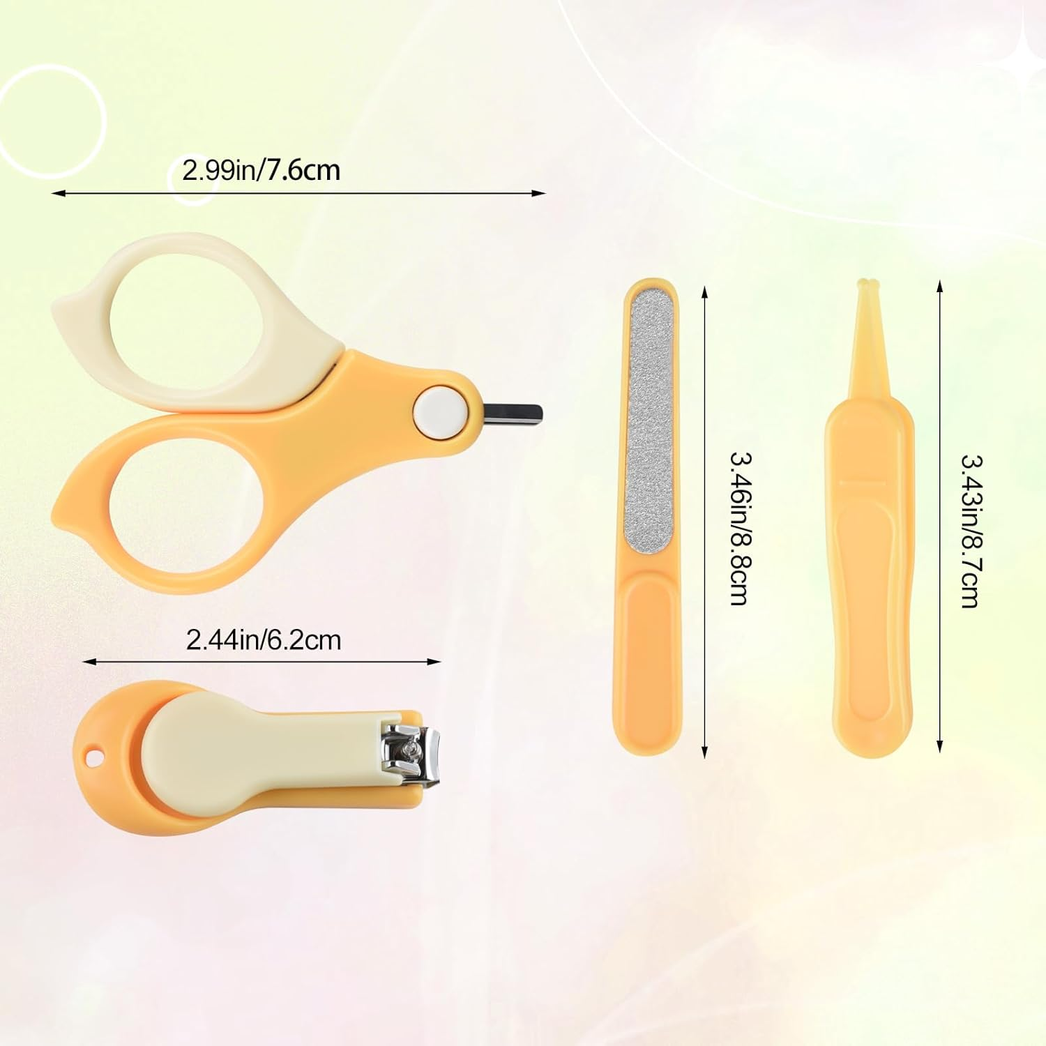 Baby Nail Kit, Baby Manicure Kit and Pedicure Kit with Cute Bear Shape Case, 4-In-1 Kit with Baby Nail Clipper, Scissor, Nail File & Tweezer for Newborn, Infant, Toddler, Mothers Day Gifts(Yellow) image number 5