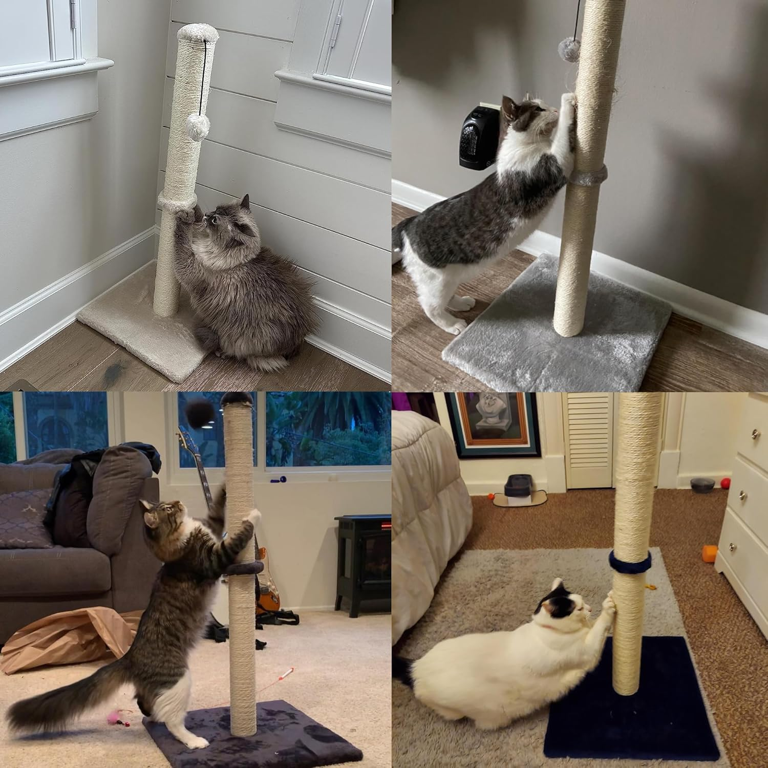 Dimaka 34 Inch Tall Ultimate Cat Scratching Post, Claw Scratcher with Sisal Rope and Covered with Soft Smooth Plush, Vertical Scratch [Full Stretch], Modern Stable Design for Cats(Grey V2) - Dark Brown 34" Tall image number 2