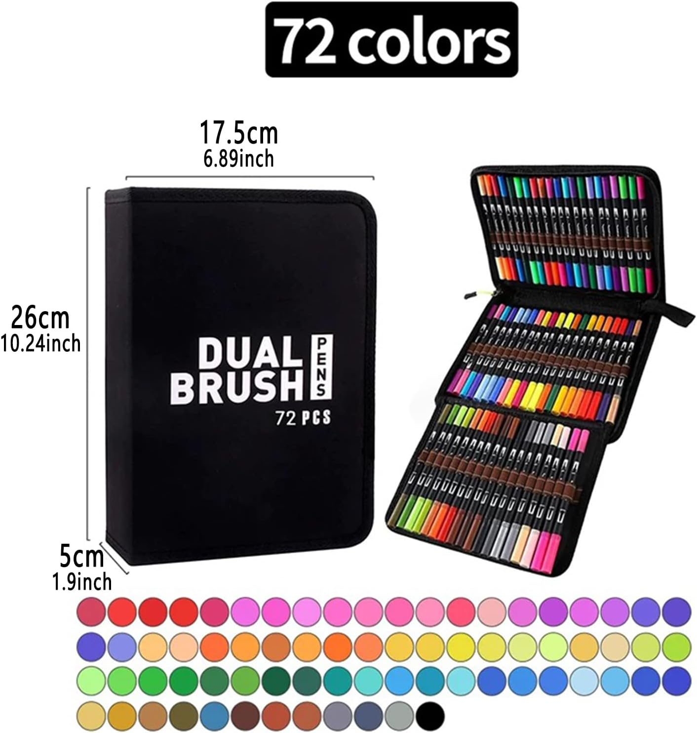 ZDY Dual Brush Pen Art Markers,72 Colored Highlighter Pen Brush and Fine Tip Markers for Kids Adult Coloring Books Bullet Journals Planners, Note Taking Coloring Writing, DIY Card Making