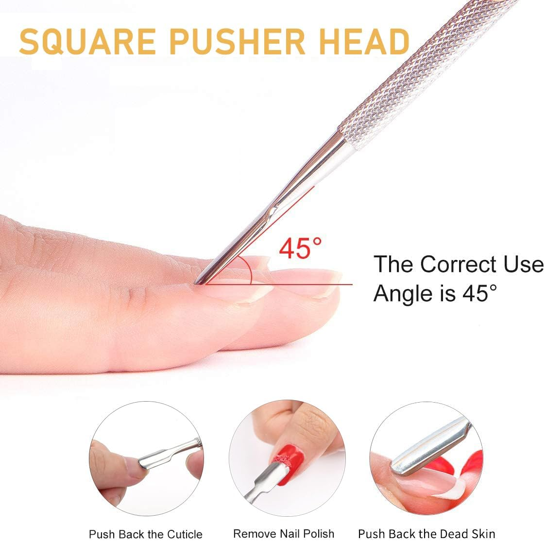 2 Pcs Professional Cuticle Pusher and Cuticle Peeler UV Gel Nail Polish Remover Tool Stainless Steel Dual Head Nail Scraper for Fingernails and Toenails image number 5