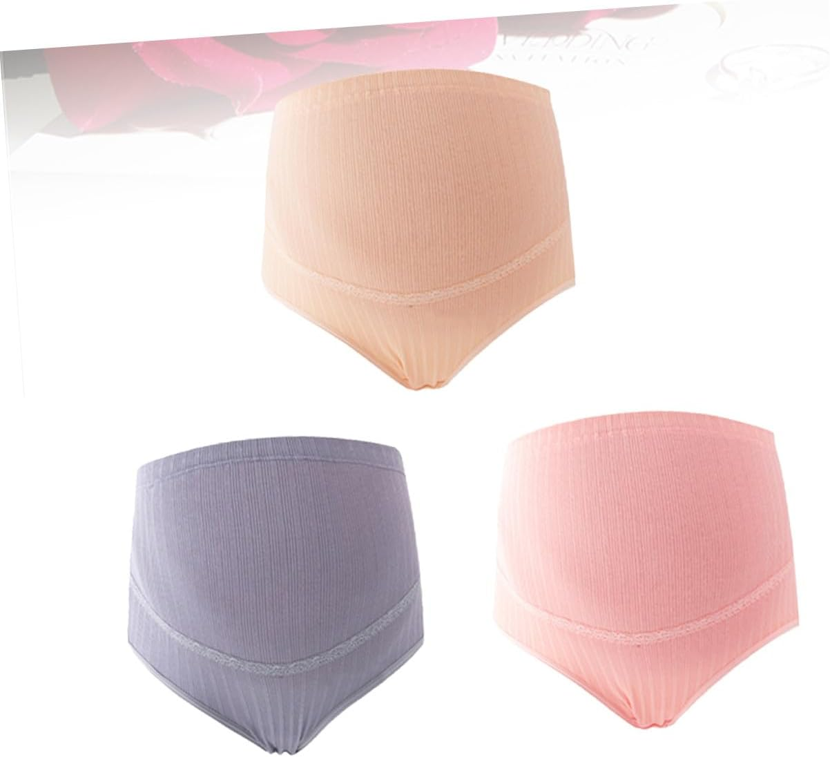 PACKOVE 3Pcs High Waist Maternity Panties Cotton Stretchy Comfortable for Pregnant Women Maternity Underwear Gentle Support Random image number 5