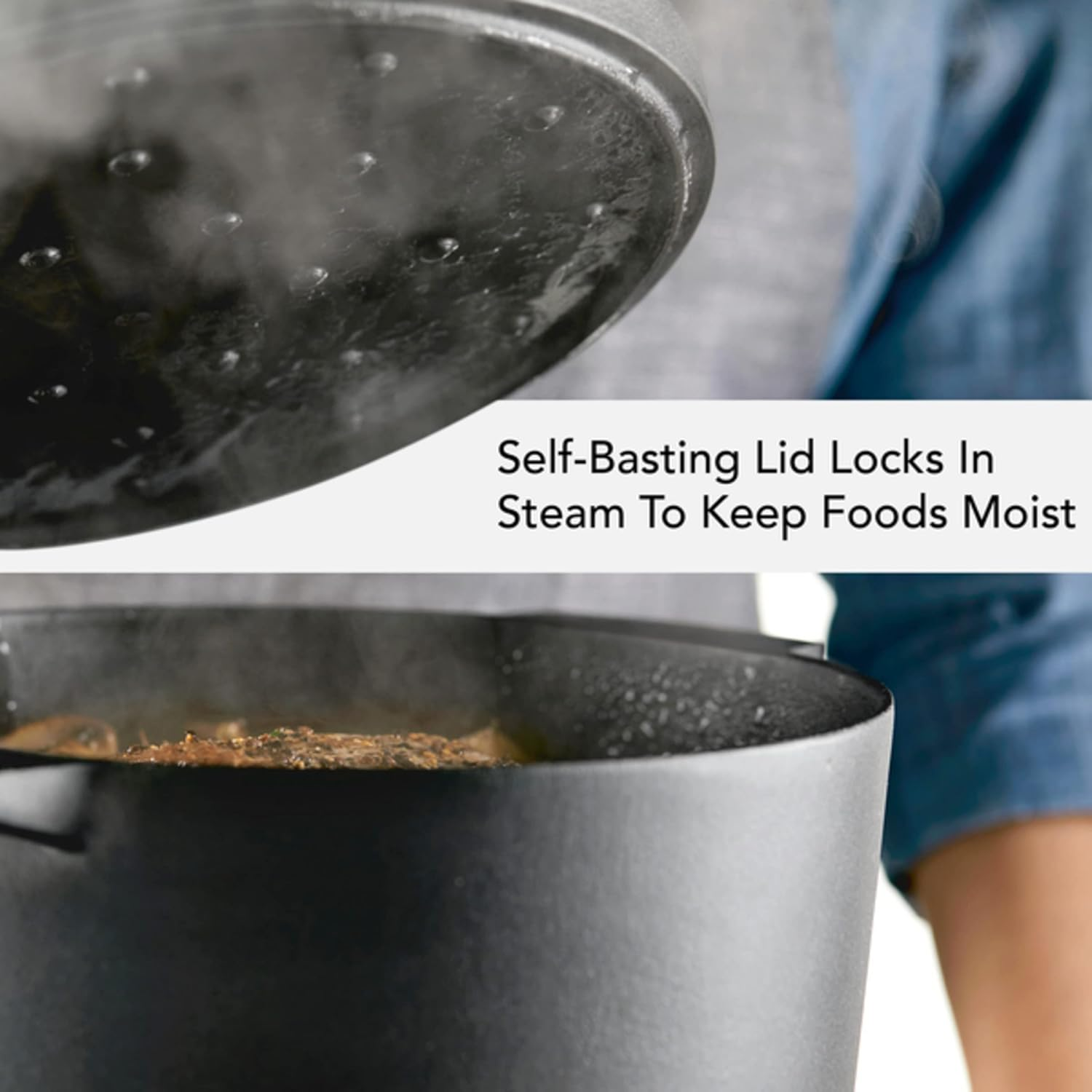 Kitchenaid Seasoned Cast Iron Dutch Oven/Casserole, 6 Quart - Black image number 7