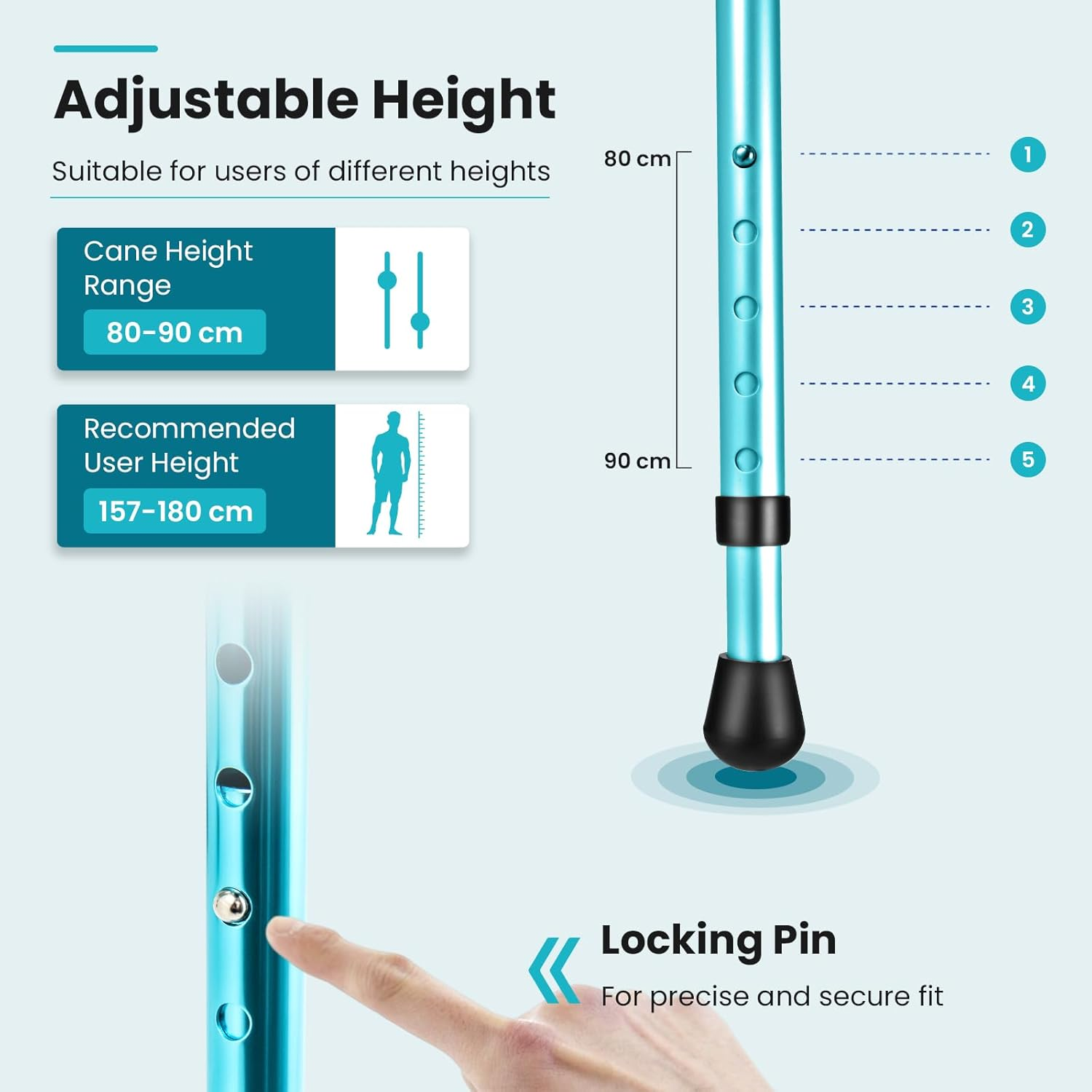 Costway Folding Cane Seat, Portable Multifunctional Aluminum Crutch W/LED Light & Ergonomic Handle, Height Adjustable Walking Stick, W/Massage Seat Board, Anti-Skid Pads - Coffee image number 2